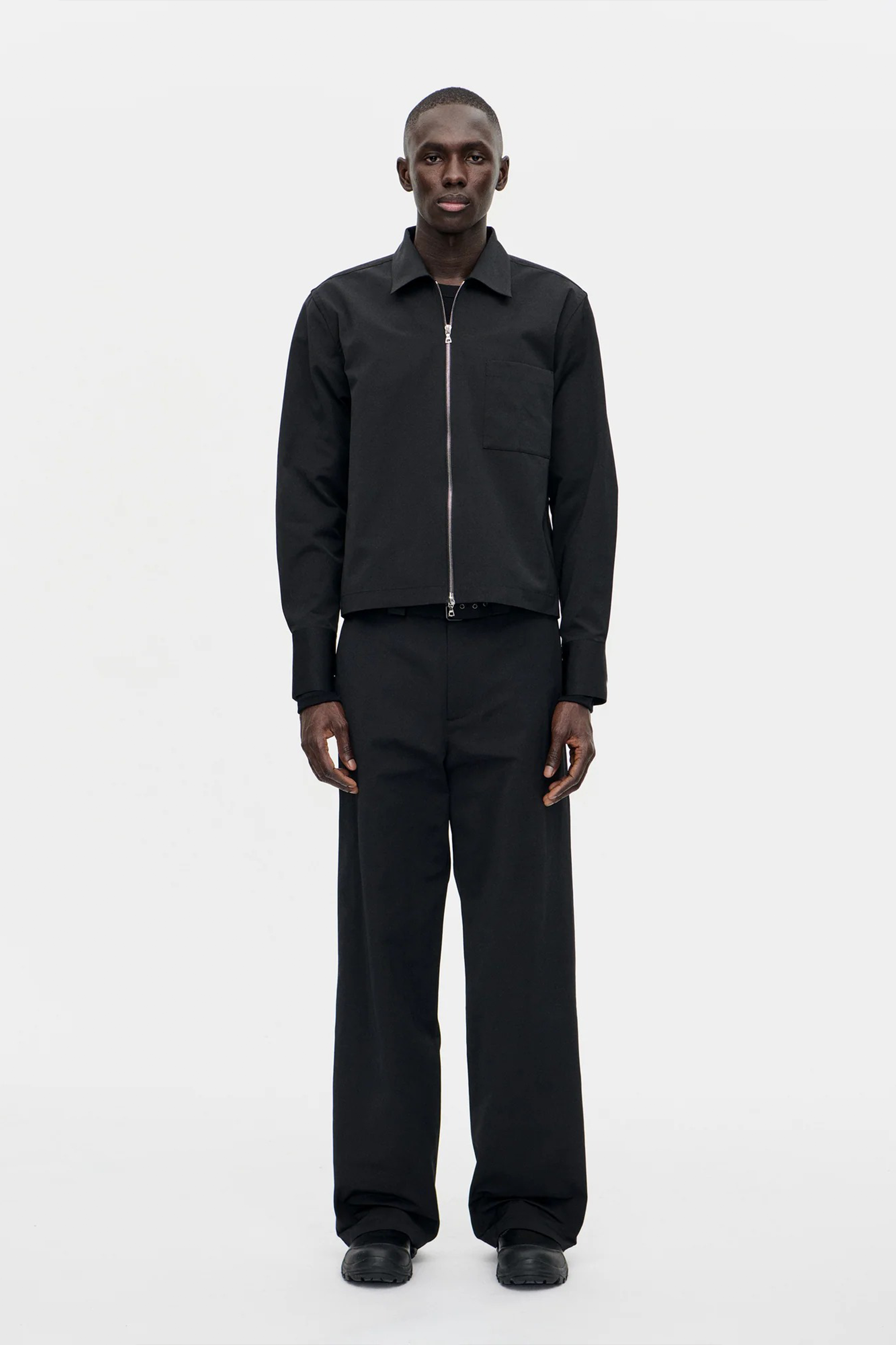 Shrunk Zip Shirt Ottoman Black