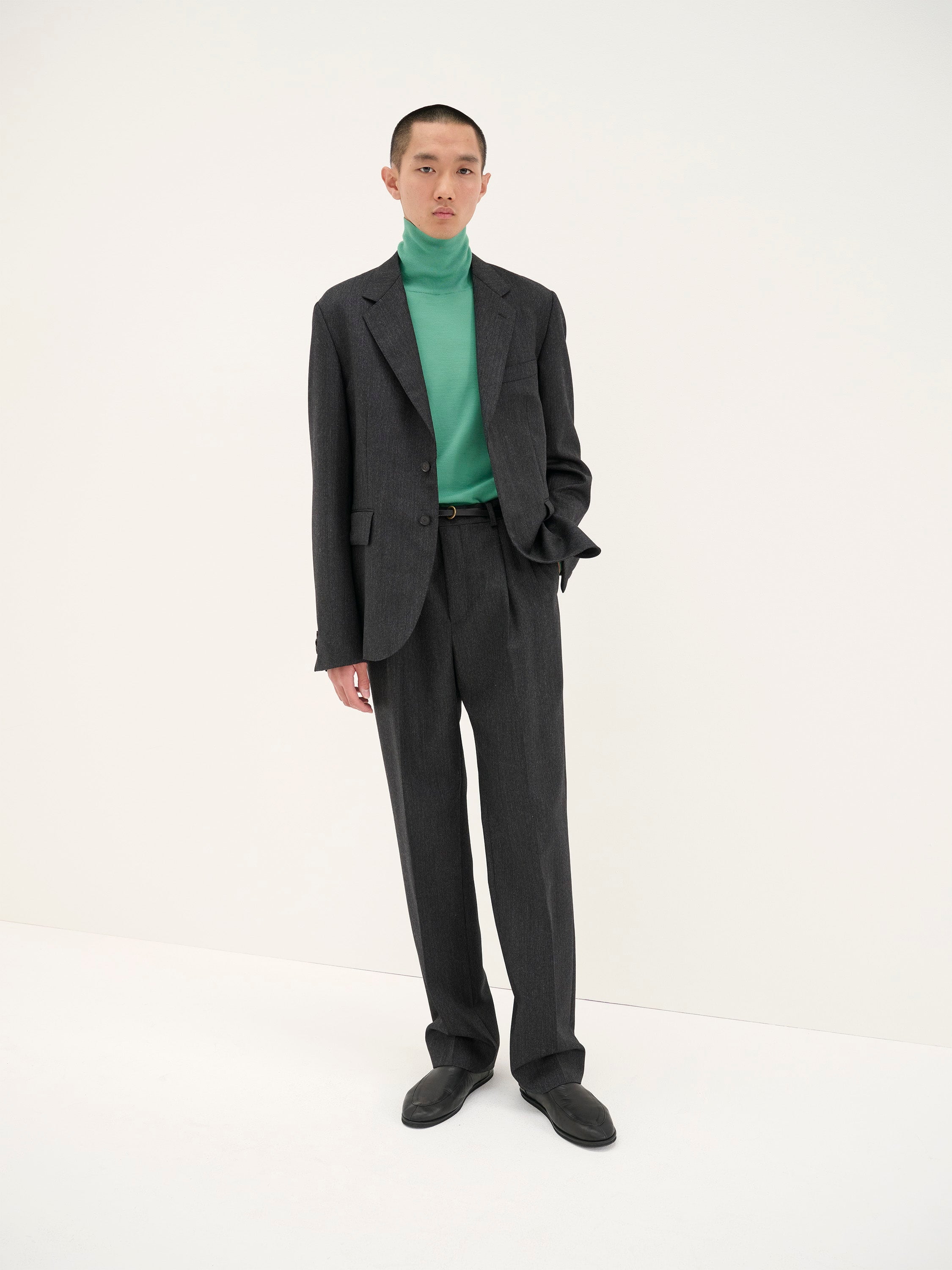 Bluefaced Wool Dobby Over Jacket Charcoal_5