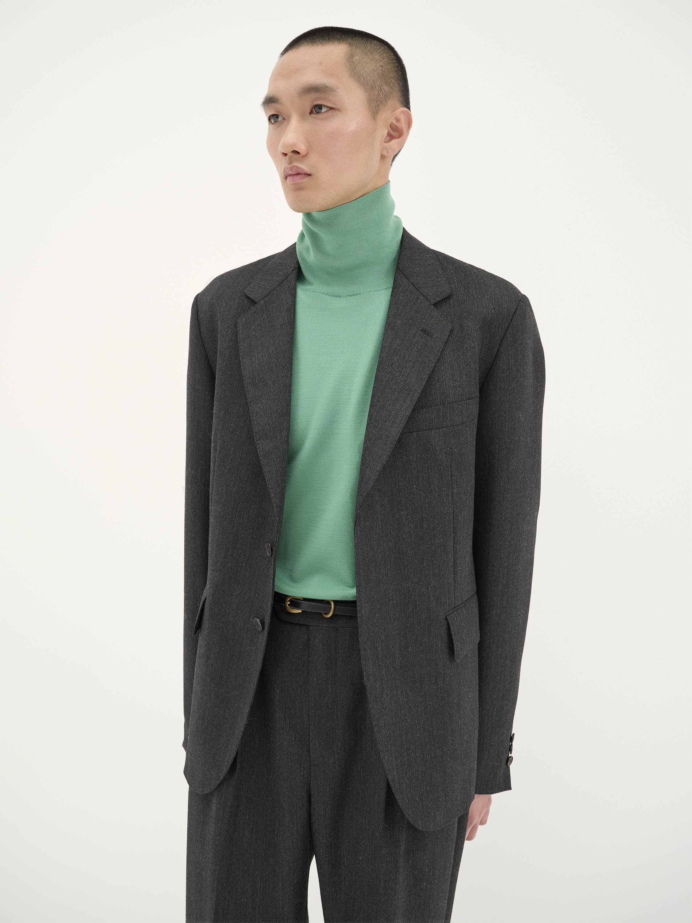 Bluefaced Wool Dobby Over Jacket Charcoal_7