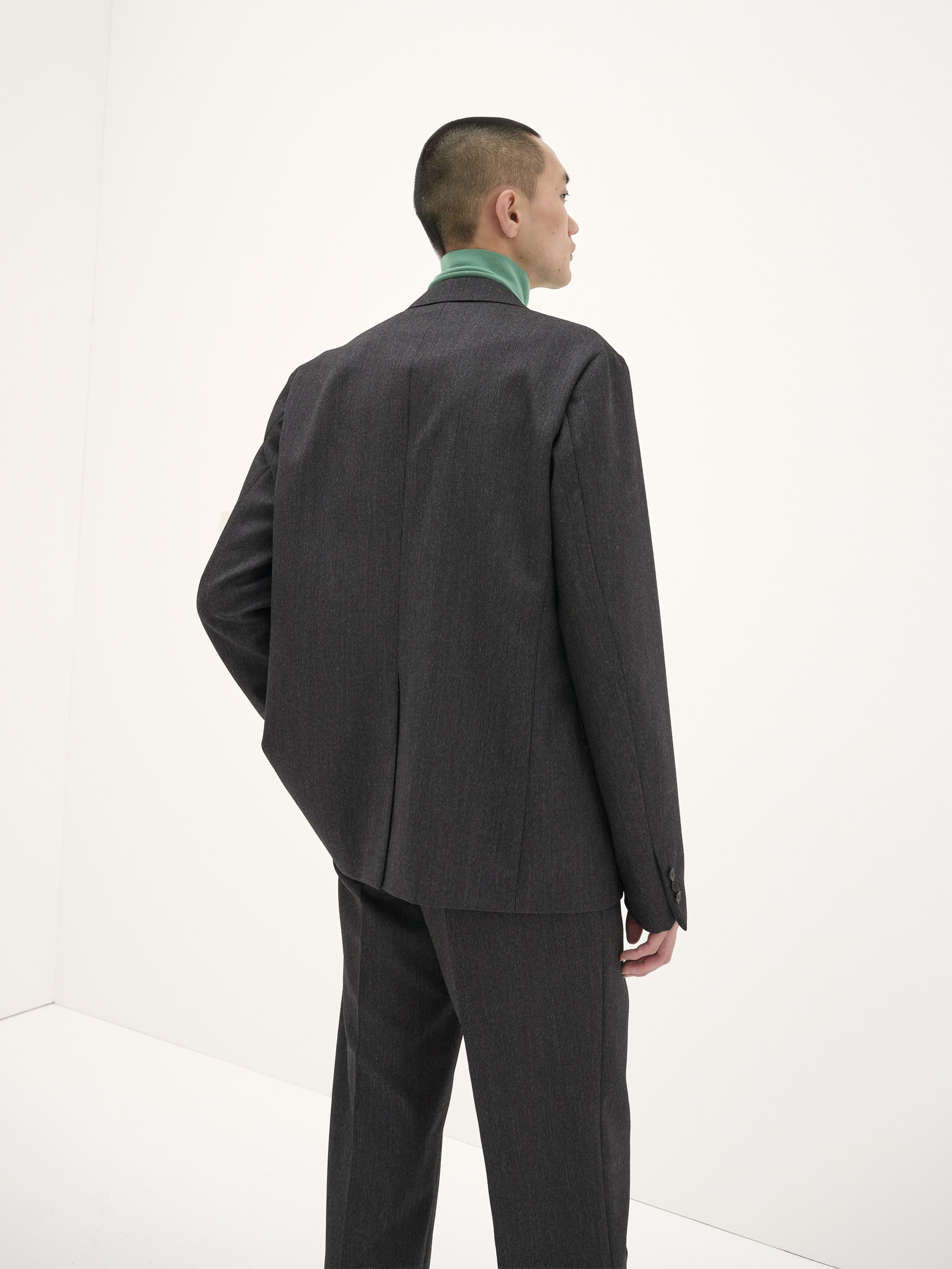 Bluefaced Wool Dobby Over Jacket Charcoal_8