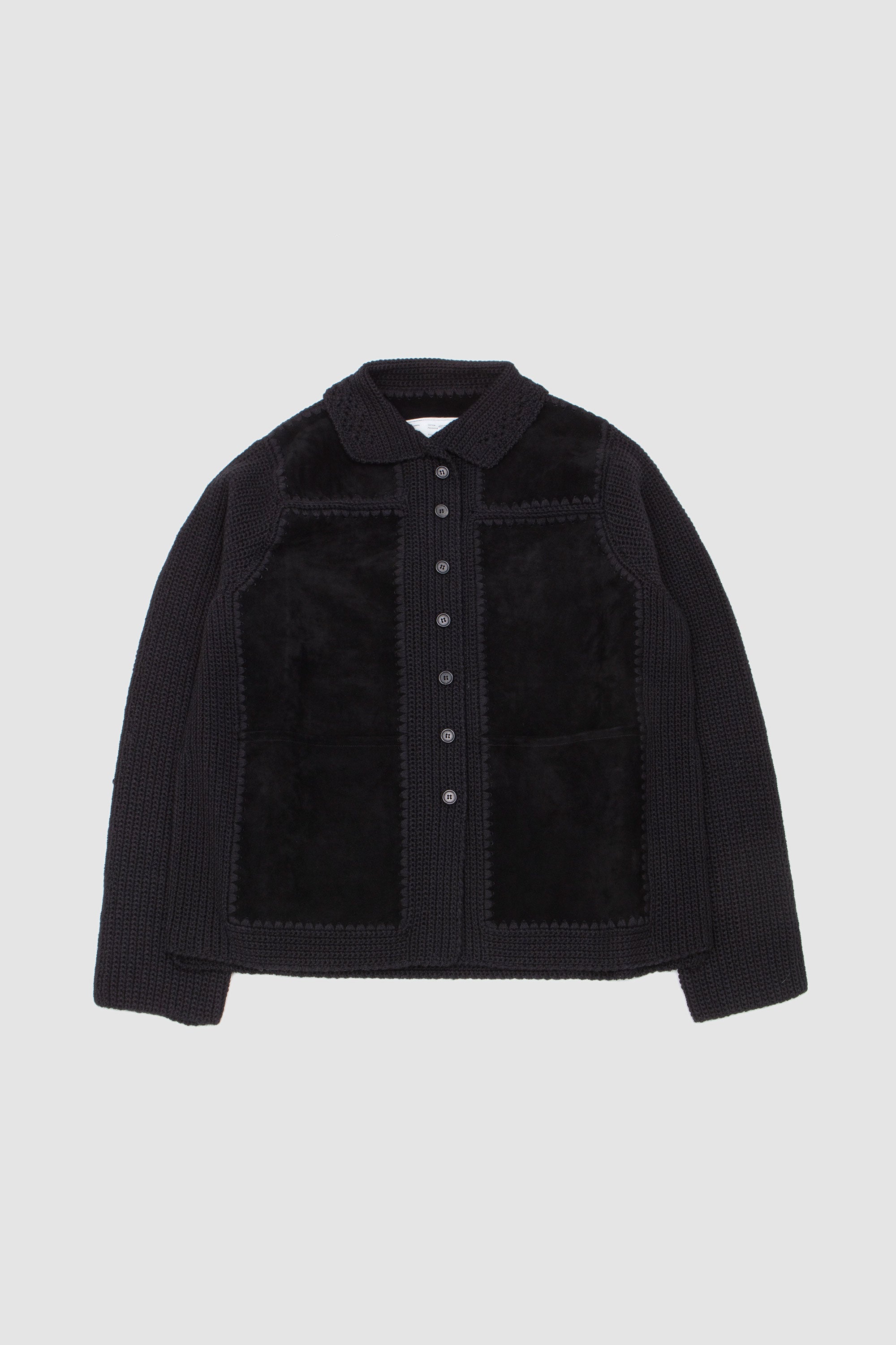 Crochet/Suede Jacket Black_1