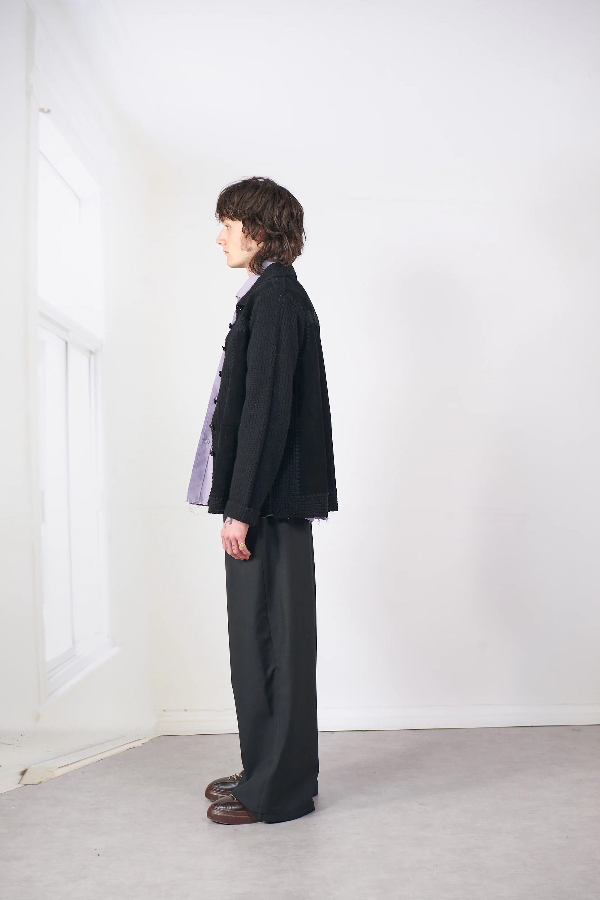 Crochet/Suede Jacket Black