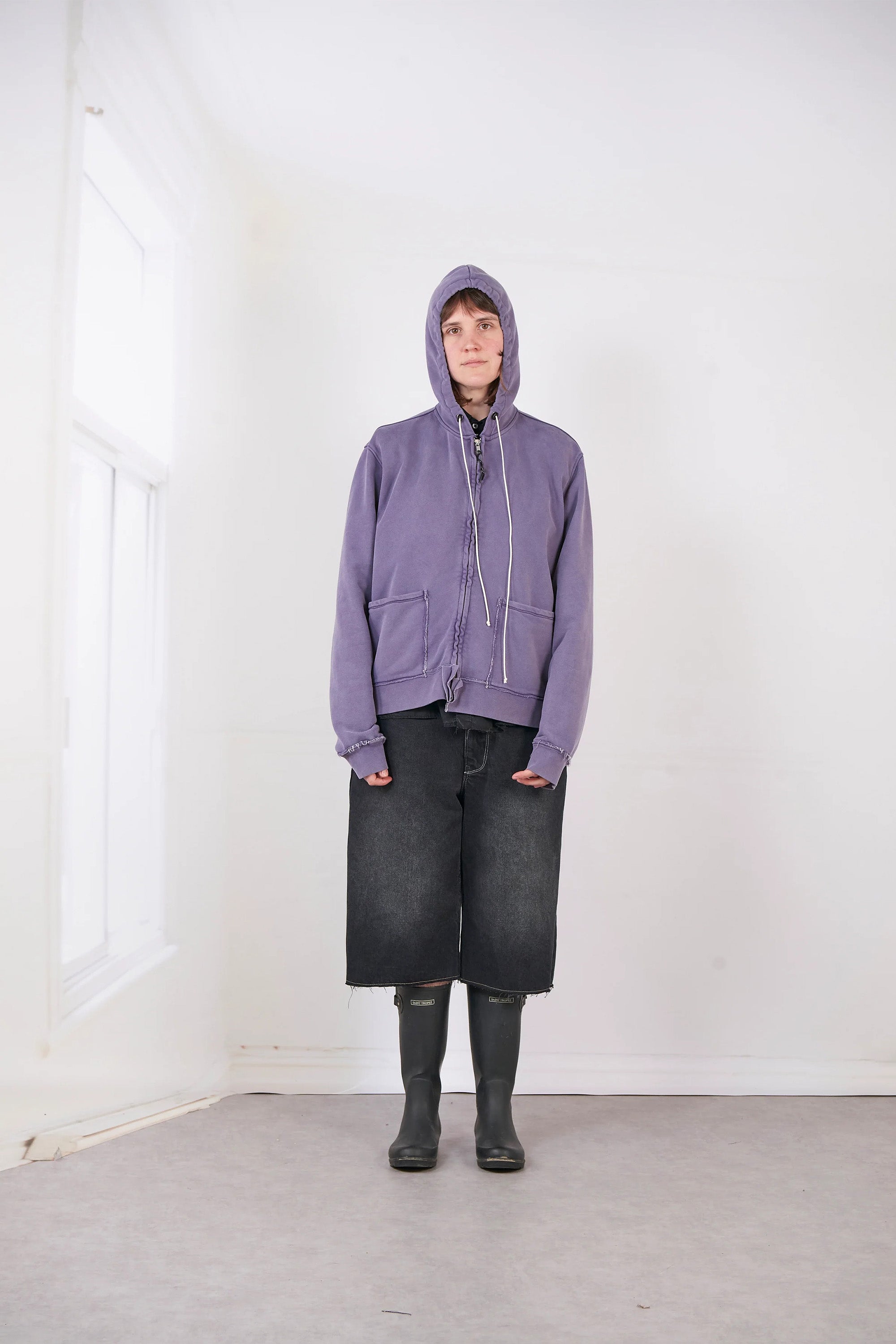 Fitted Zip Hoodie Dark Purple