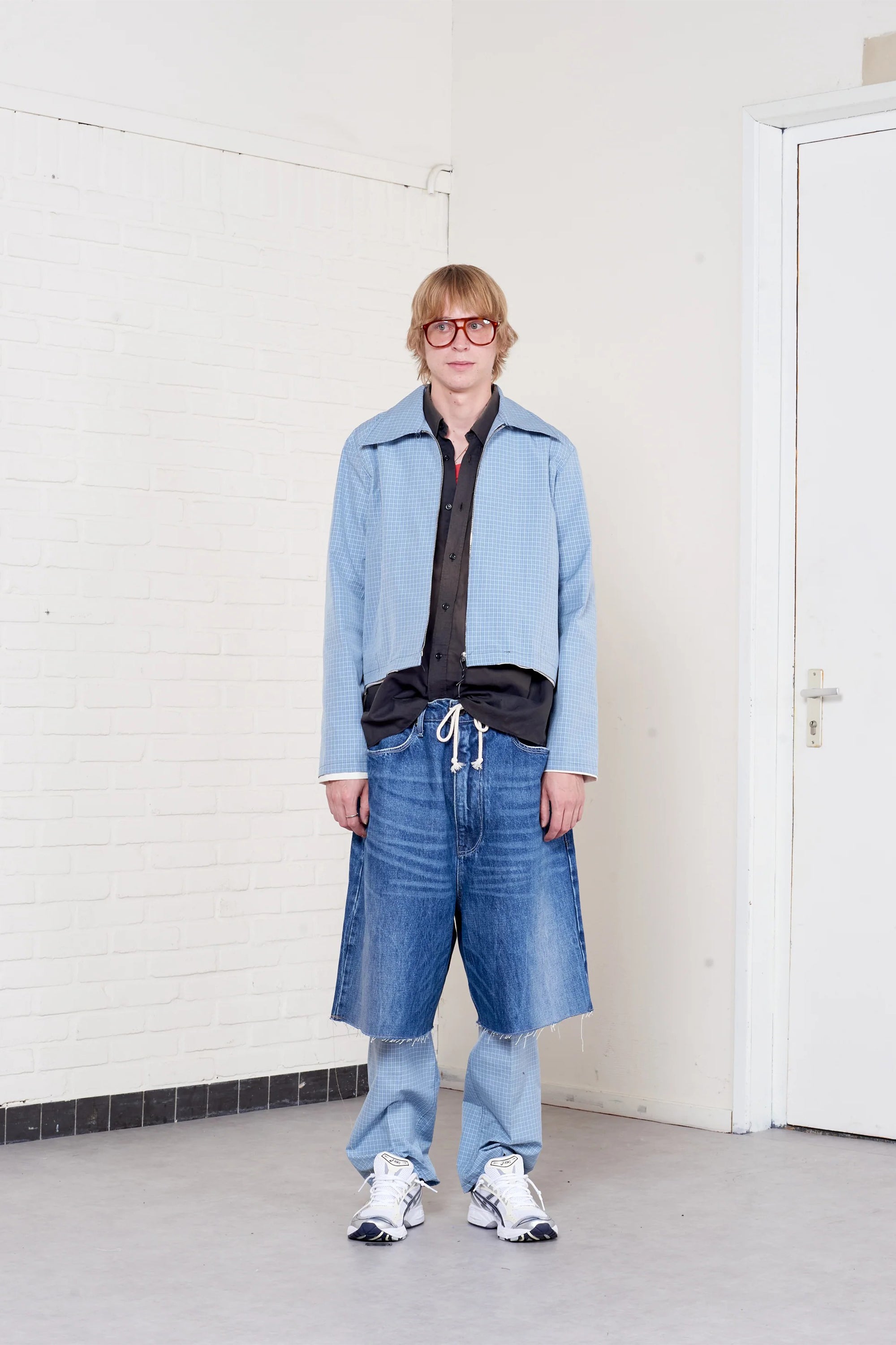 Fitted Zip Jacket Blue/ Grey/ White Check_1