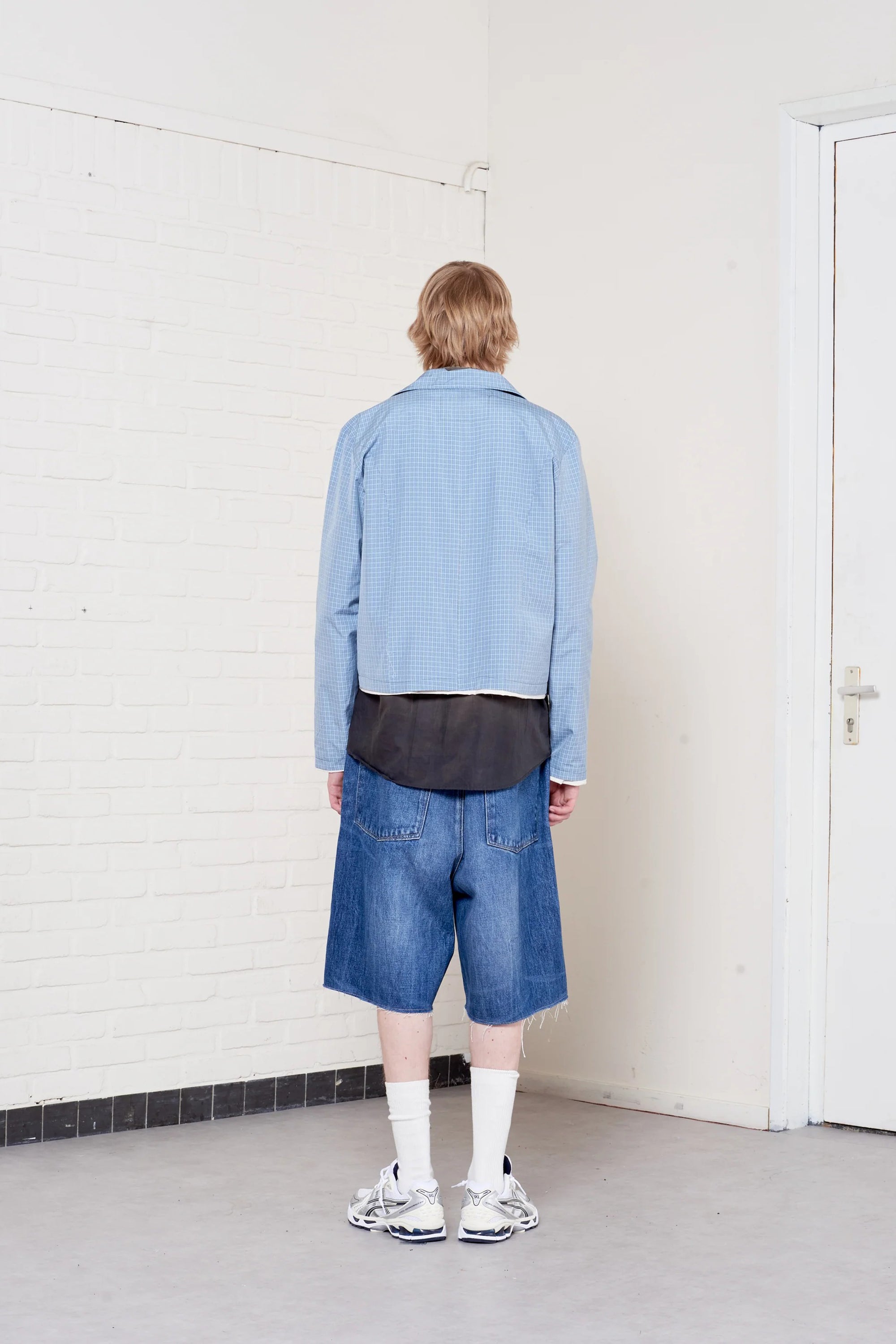 Fitted Zip Jacket Blue/ Grey/ White Check