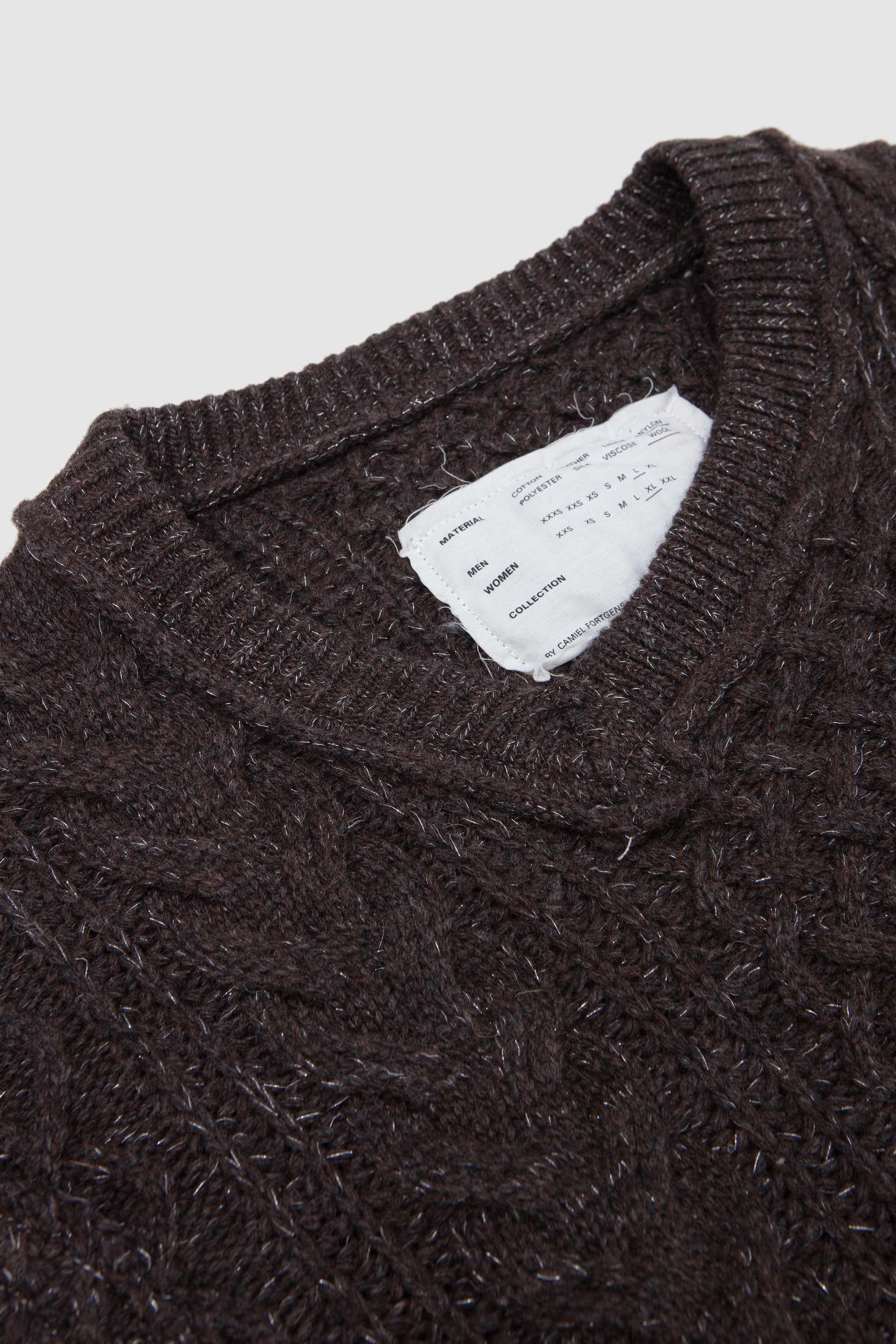 Frankenstein Cable Knit Natural Brown Glitter