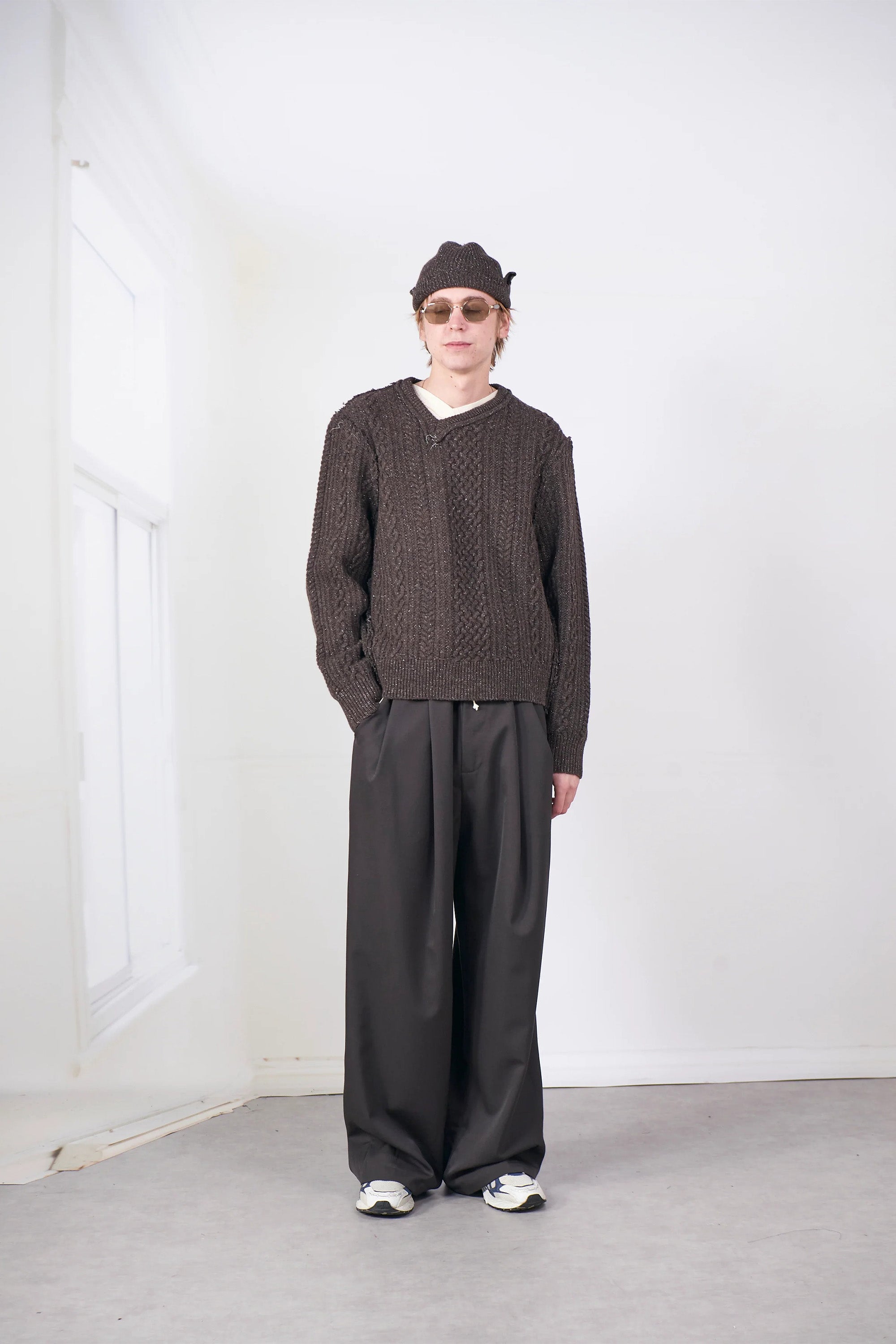 Frankenstein Cable Knit Natural Brown Glitter