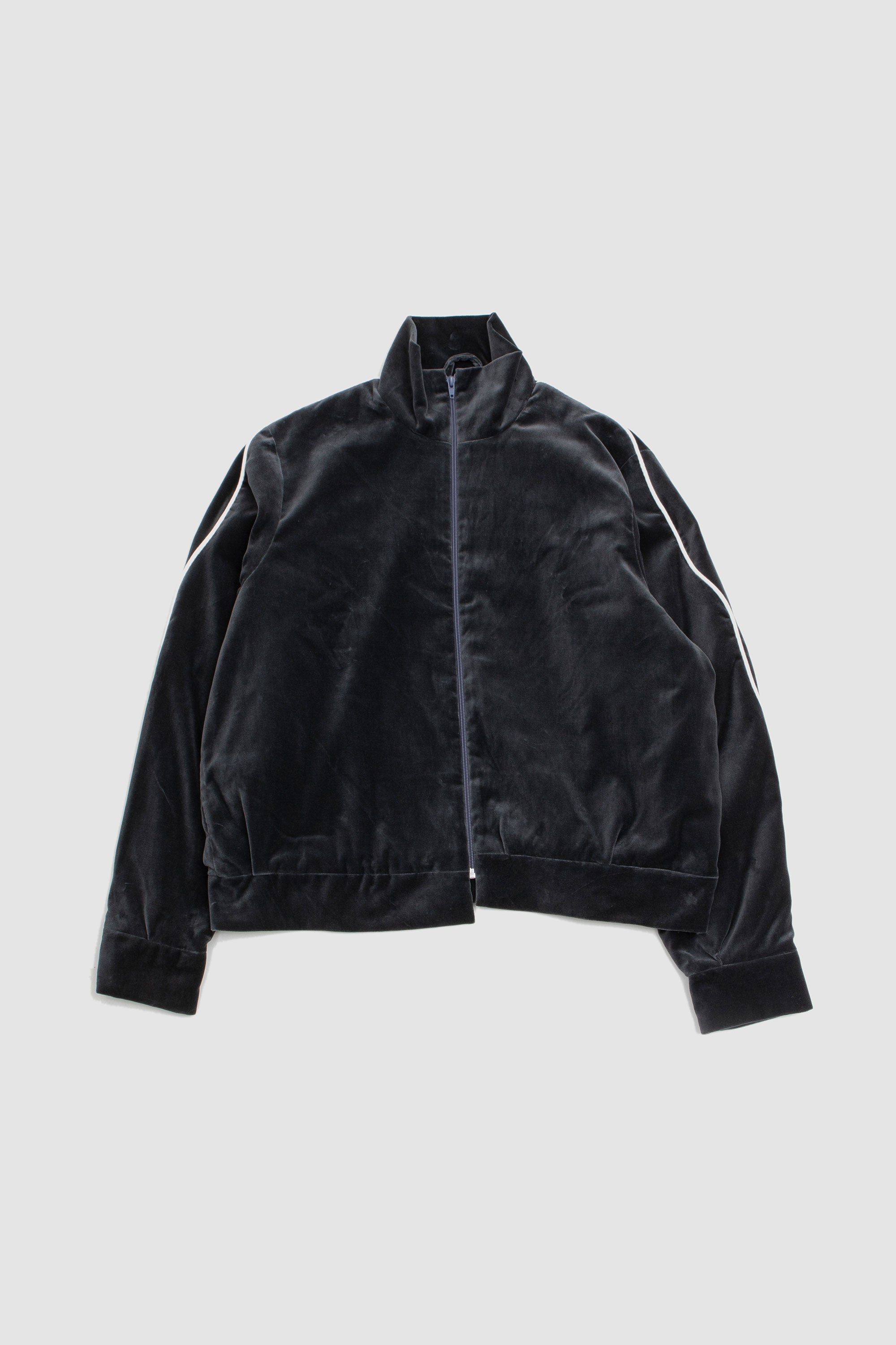 Track Jacket With Piping Cotton Velvet Grey_1