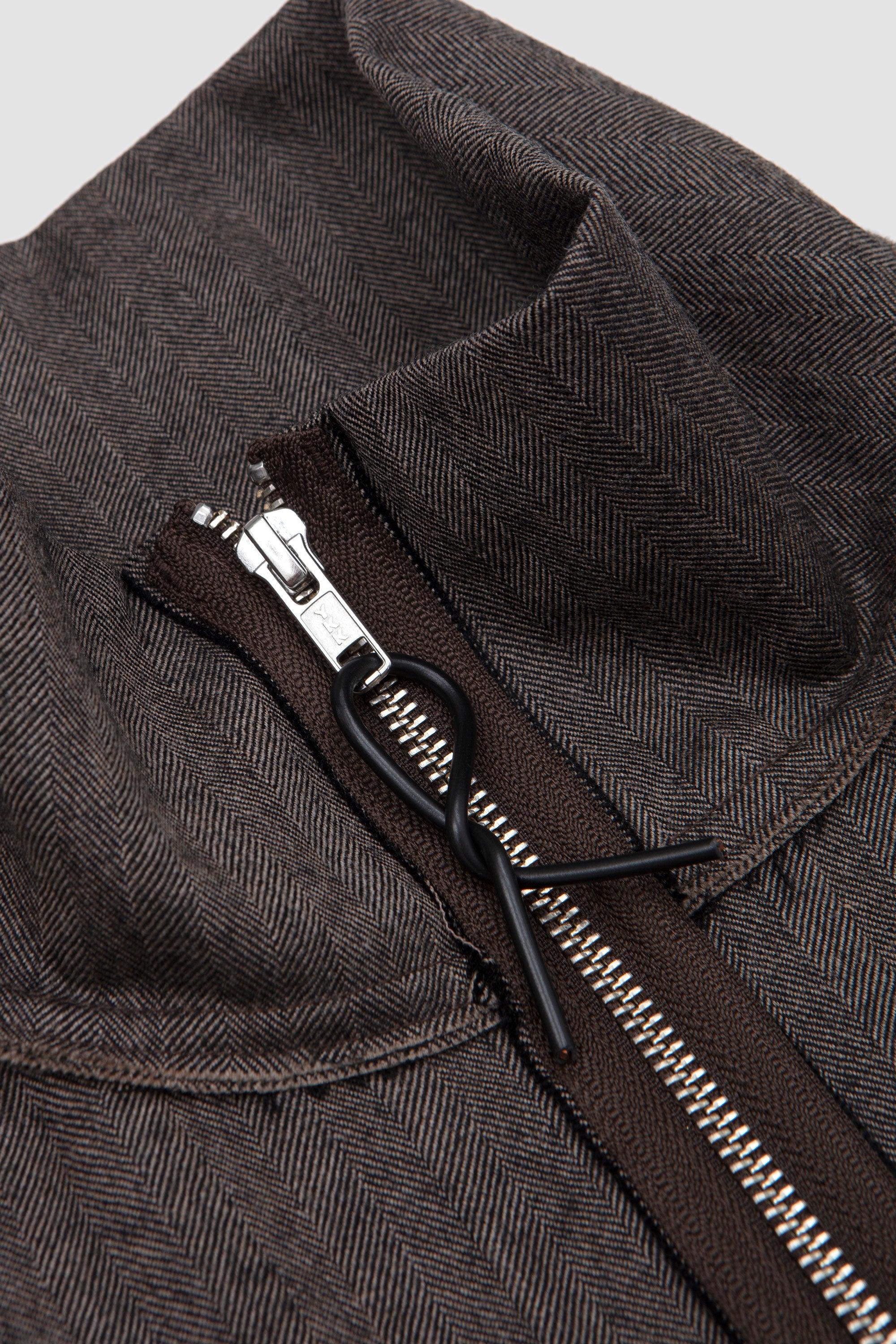 Track Jacket Wool Herringbone Brown