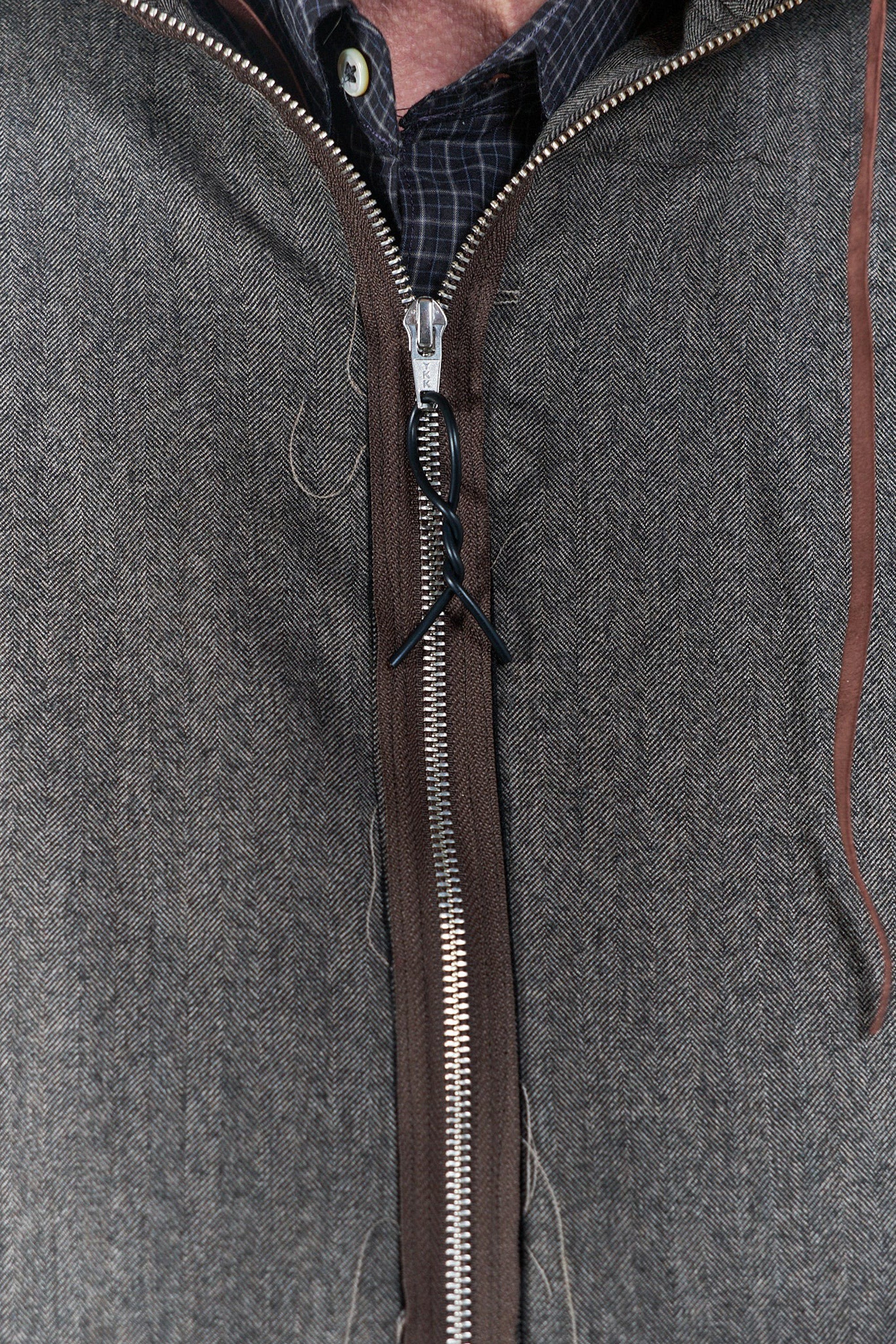 Track Jacket Wool Herringbone Brown_5