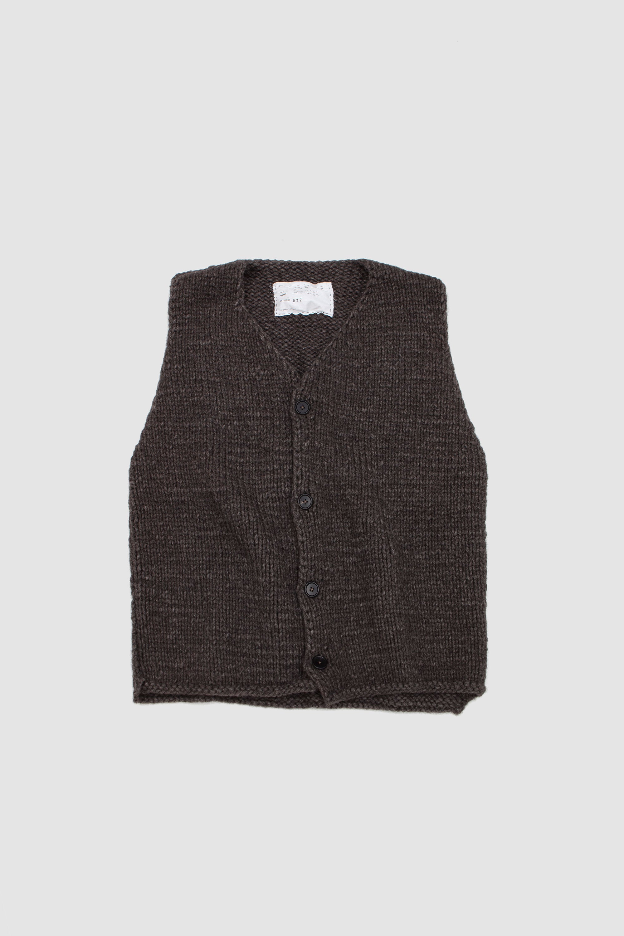 V-Neck Button Spencer Natural Brown Melange