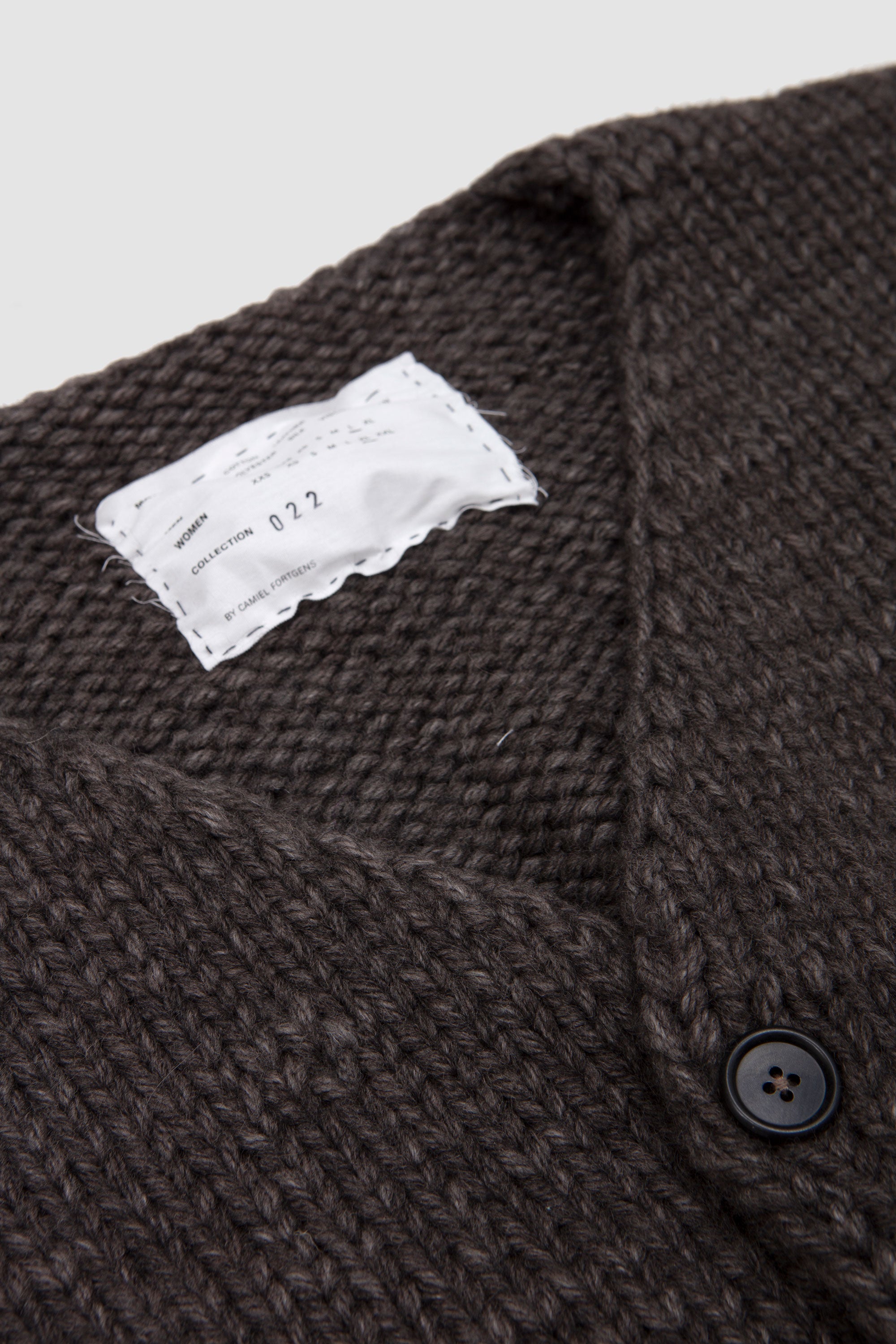 V-Neck Button Spencer Natural Brown Melange_2