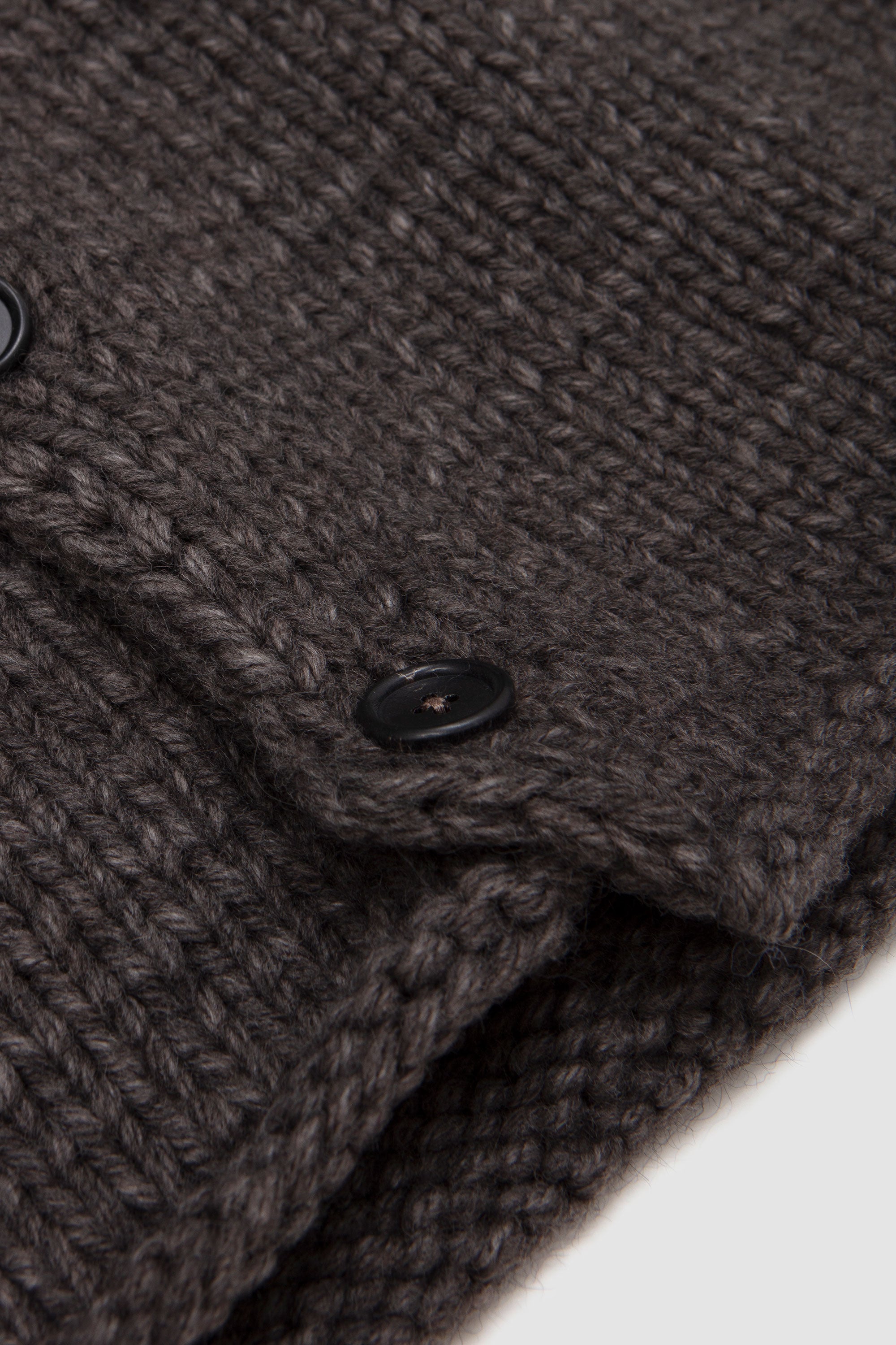 V-Neck Button Spencer Natural Brown Melange_3