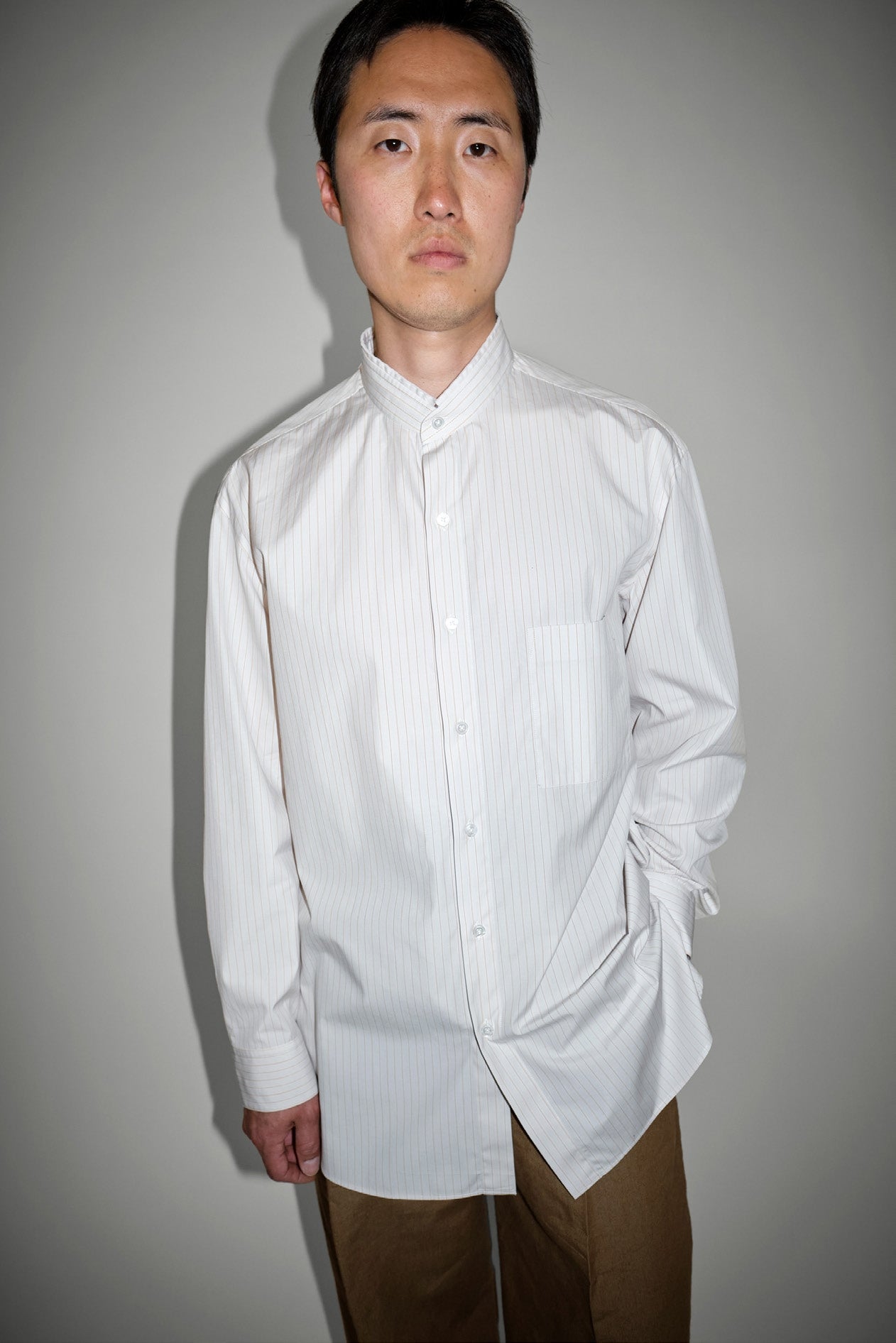 SPORTIVO [Handmade mao shirt orange stripe]