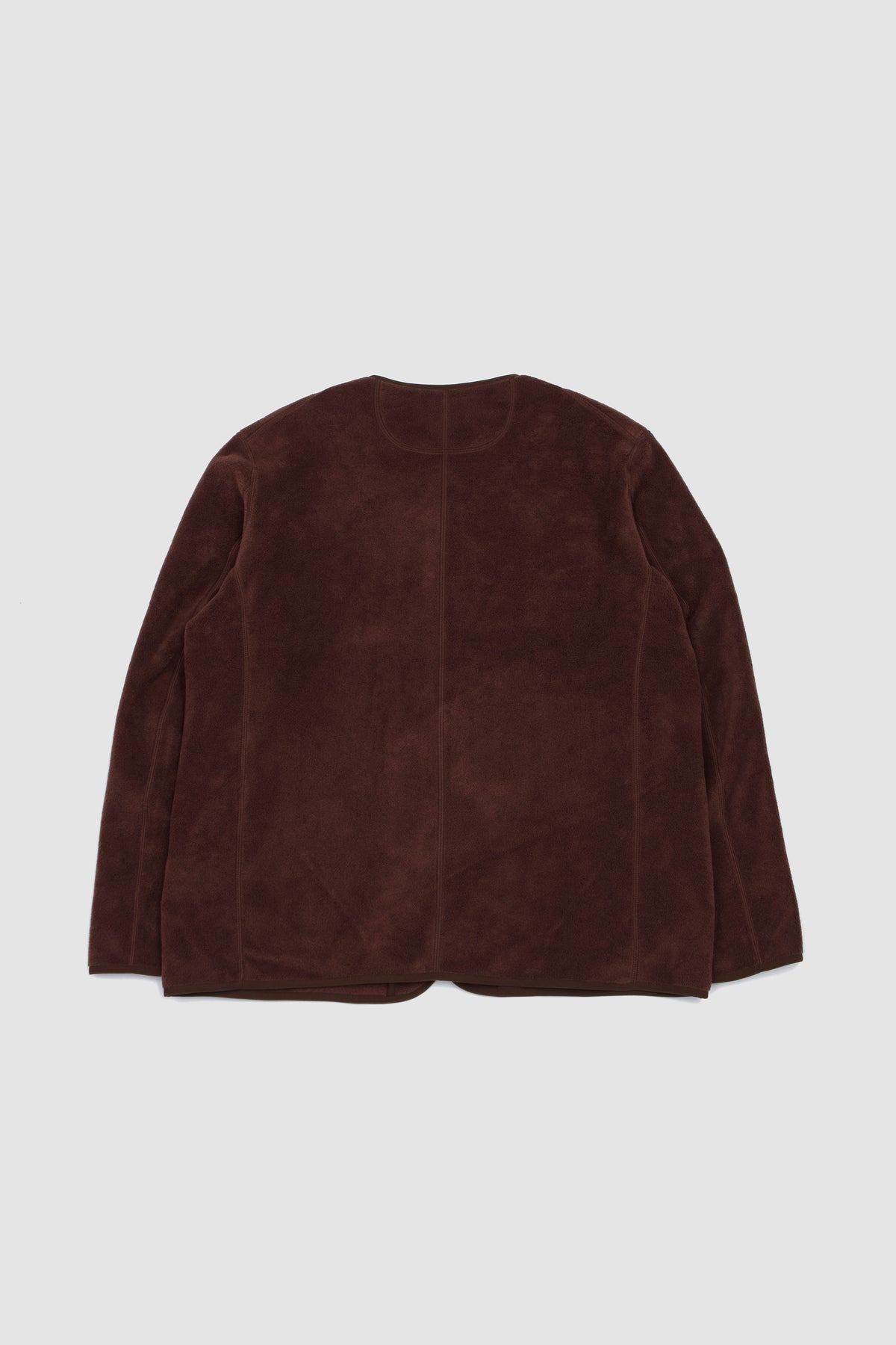Fleece Collarless Jacket Chocolate_4