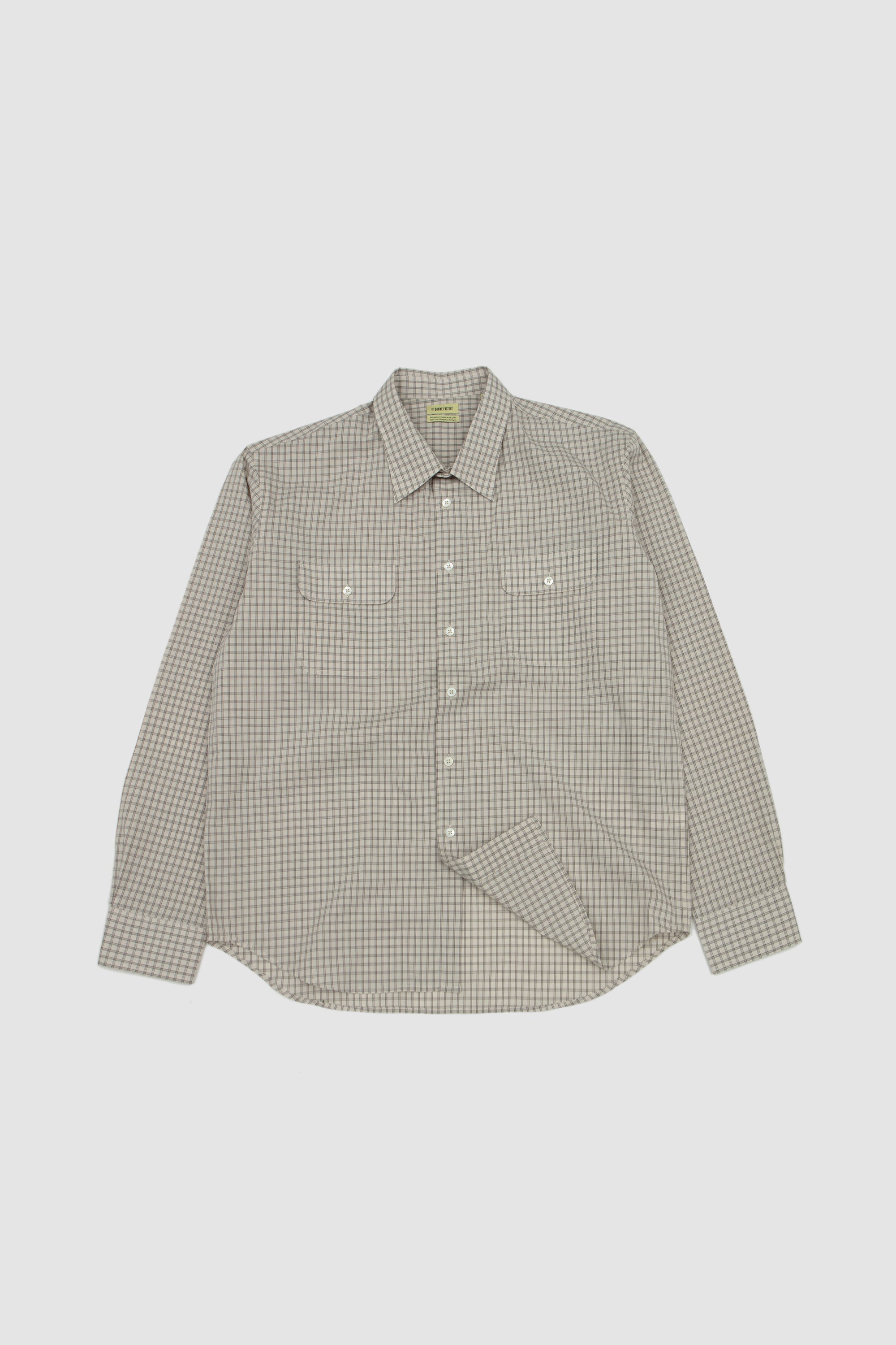 SPORTIVO [Washed finx typewriter check po shirt light blue