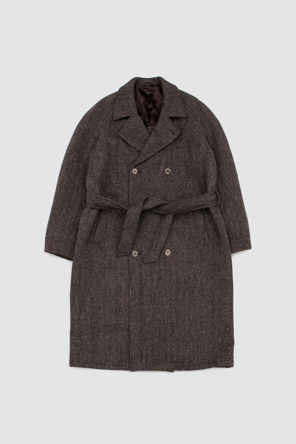 Grandad Coat Undyed Brown Herringbone