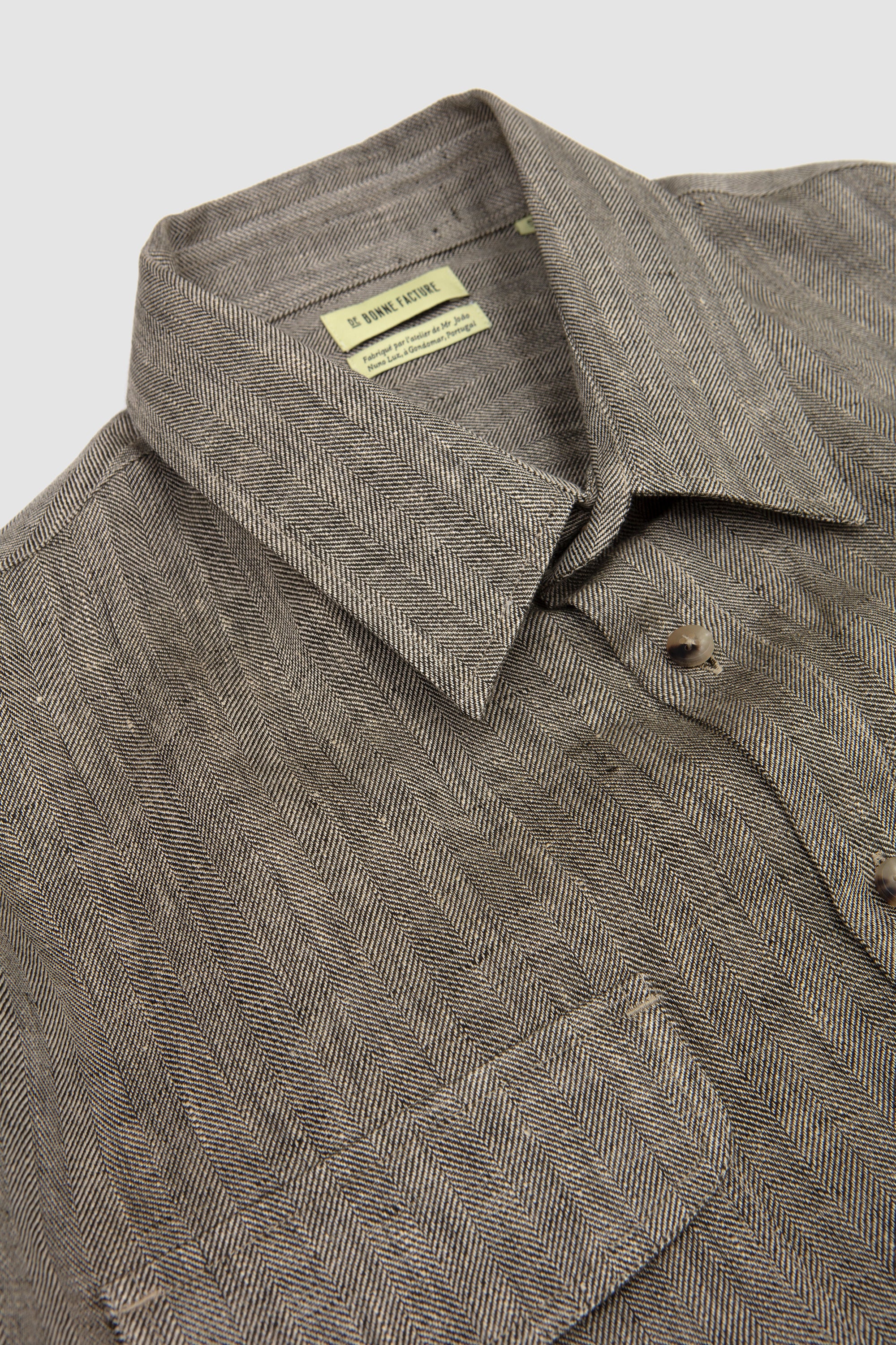 Two Pocket Overshirt Khaki/ Ecru