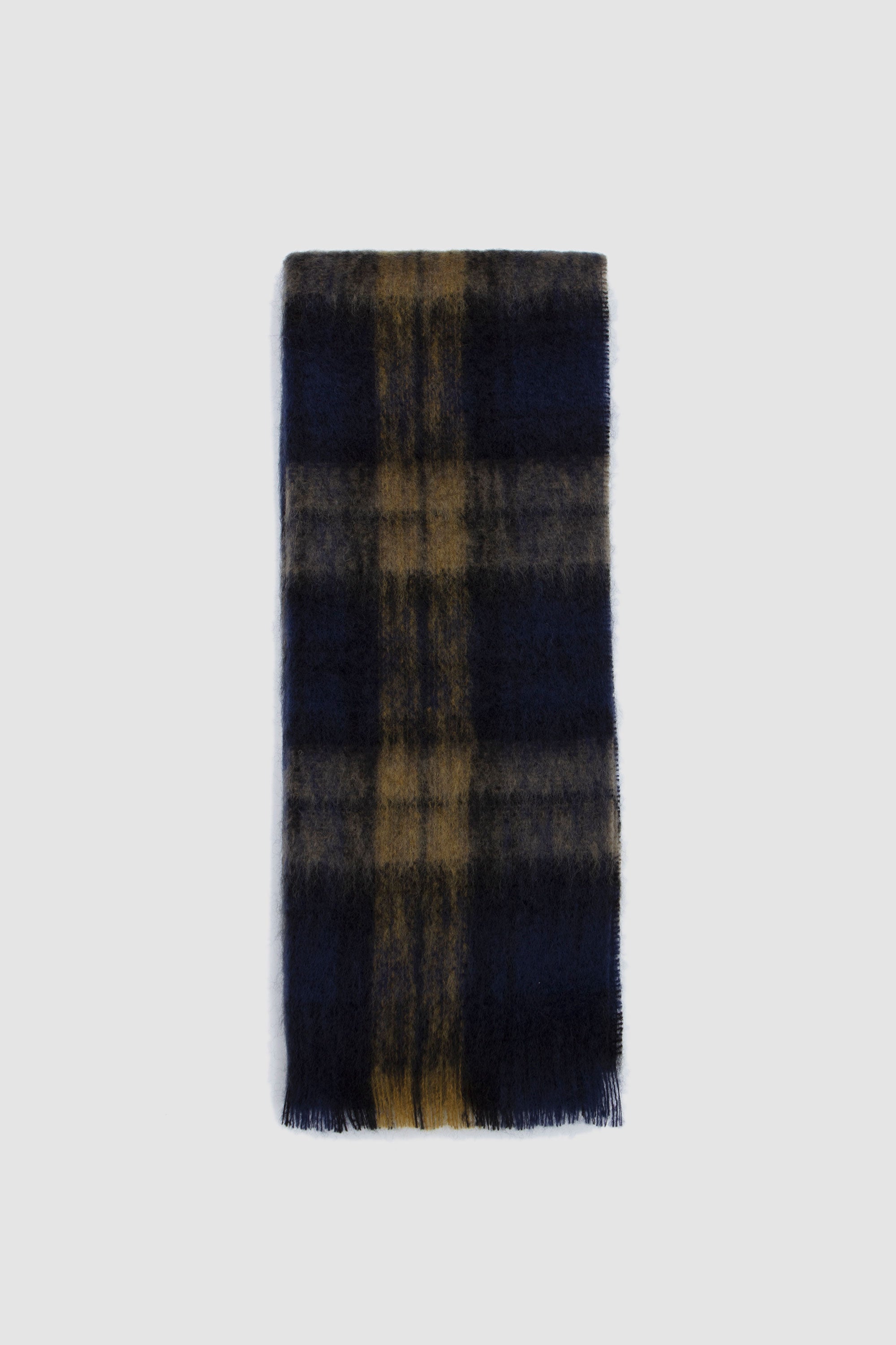 University Giant Scarf Navy/ Ochre Tartan_1