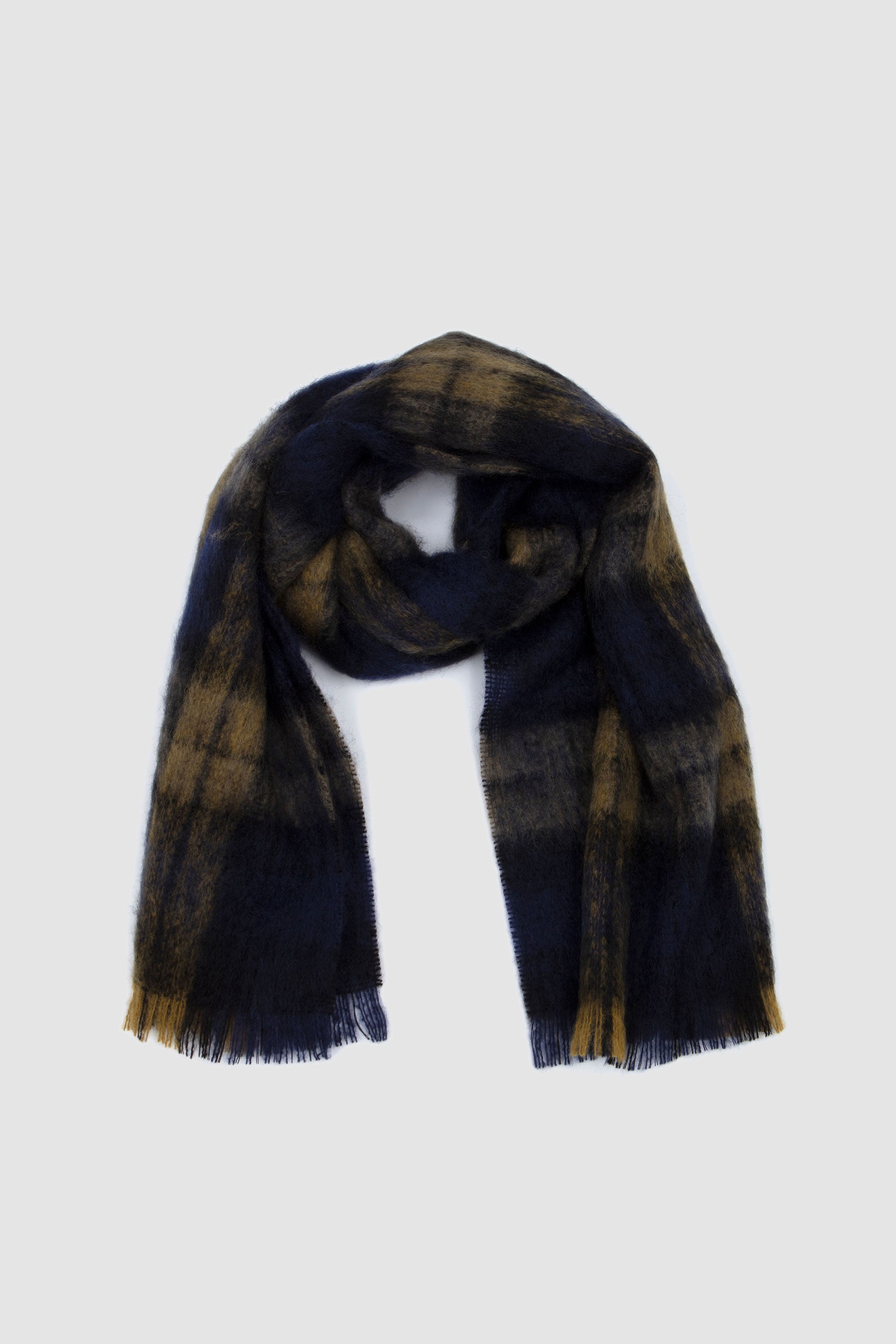University Giant Scarf Navy/ Ochre Tartan