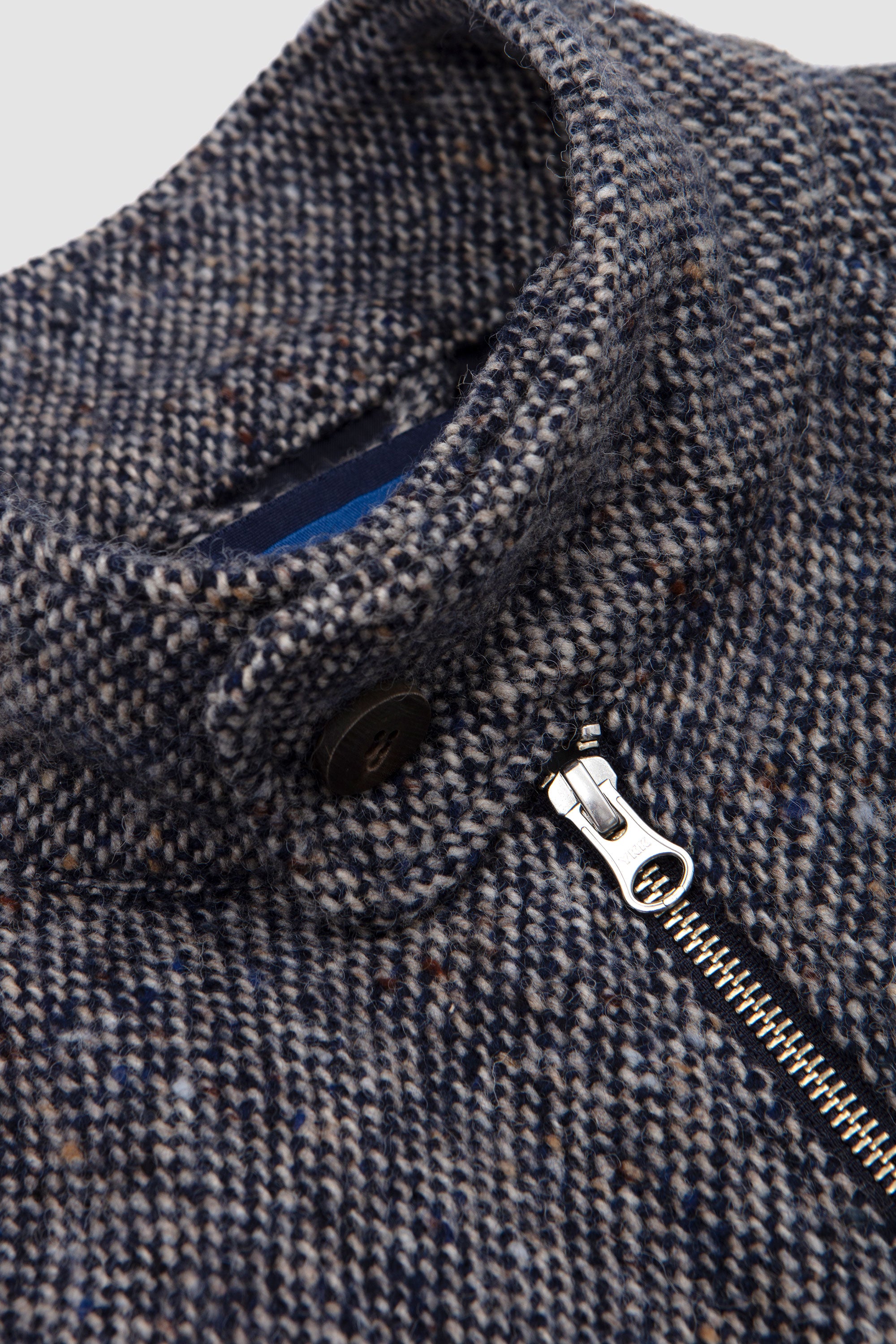 Donegal Tweed Zip Up Jacket Blue