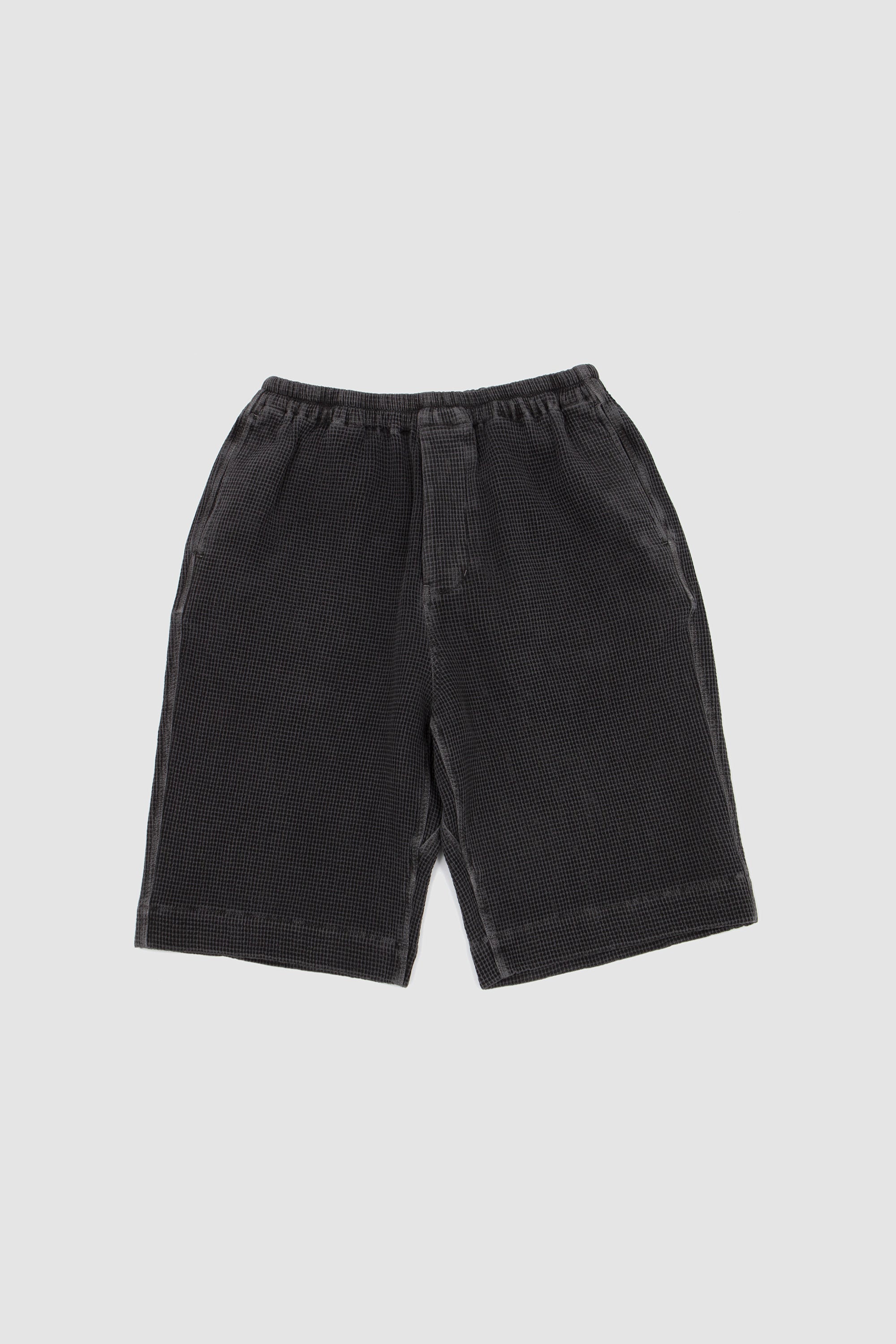 Garment Dyed Waffle Cotton Summer Shorts Grey