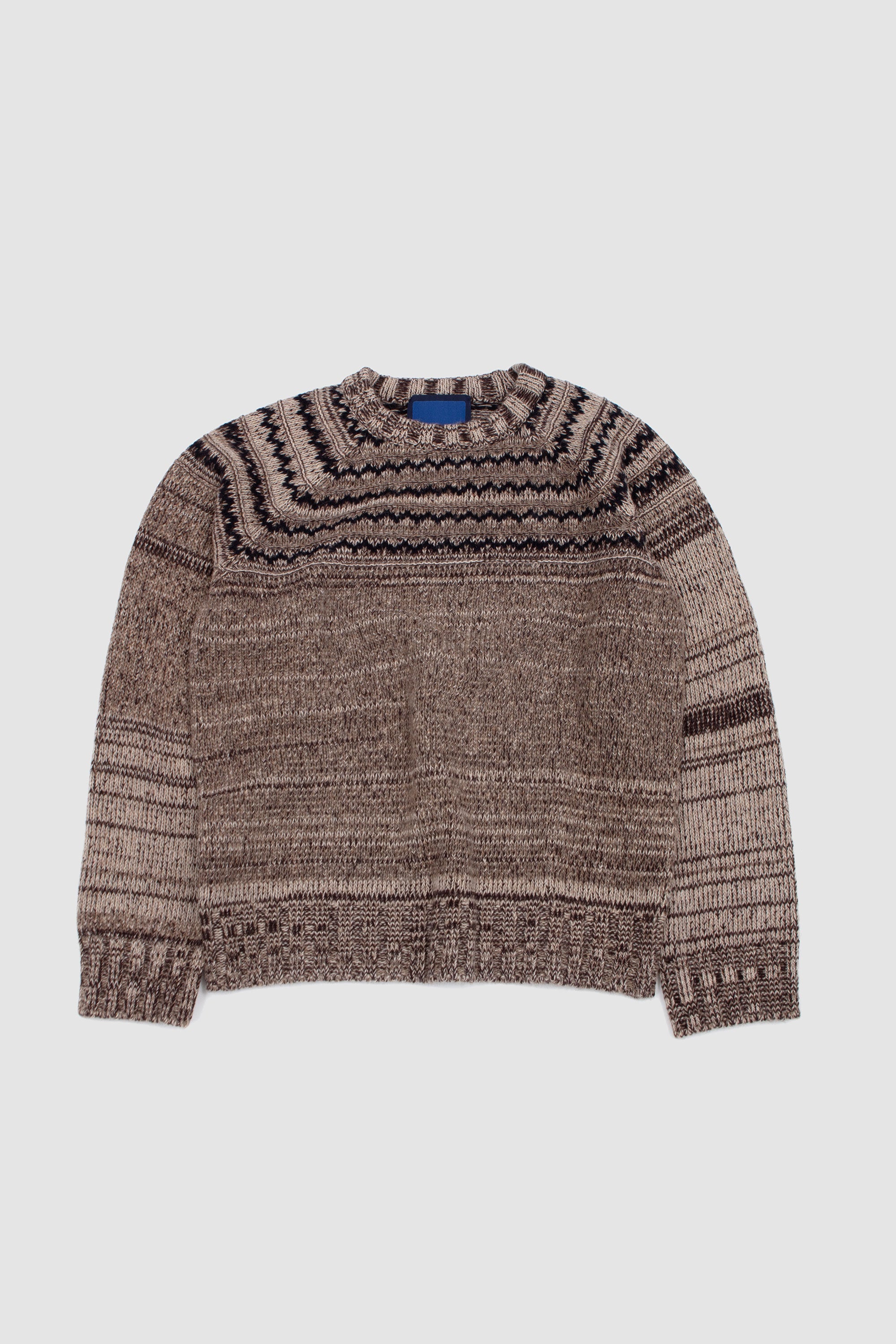 Shetland Wool Tweed Sweater Brown