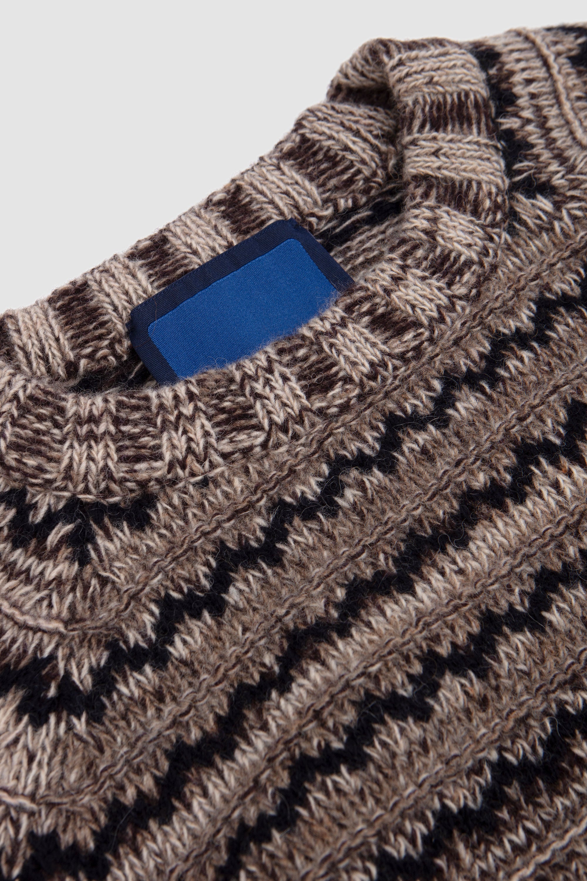 Shetland Wool Tweed Sweater Brown