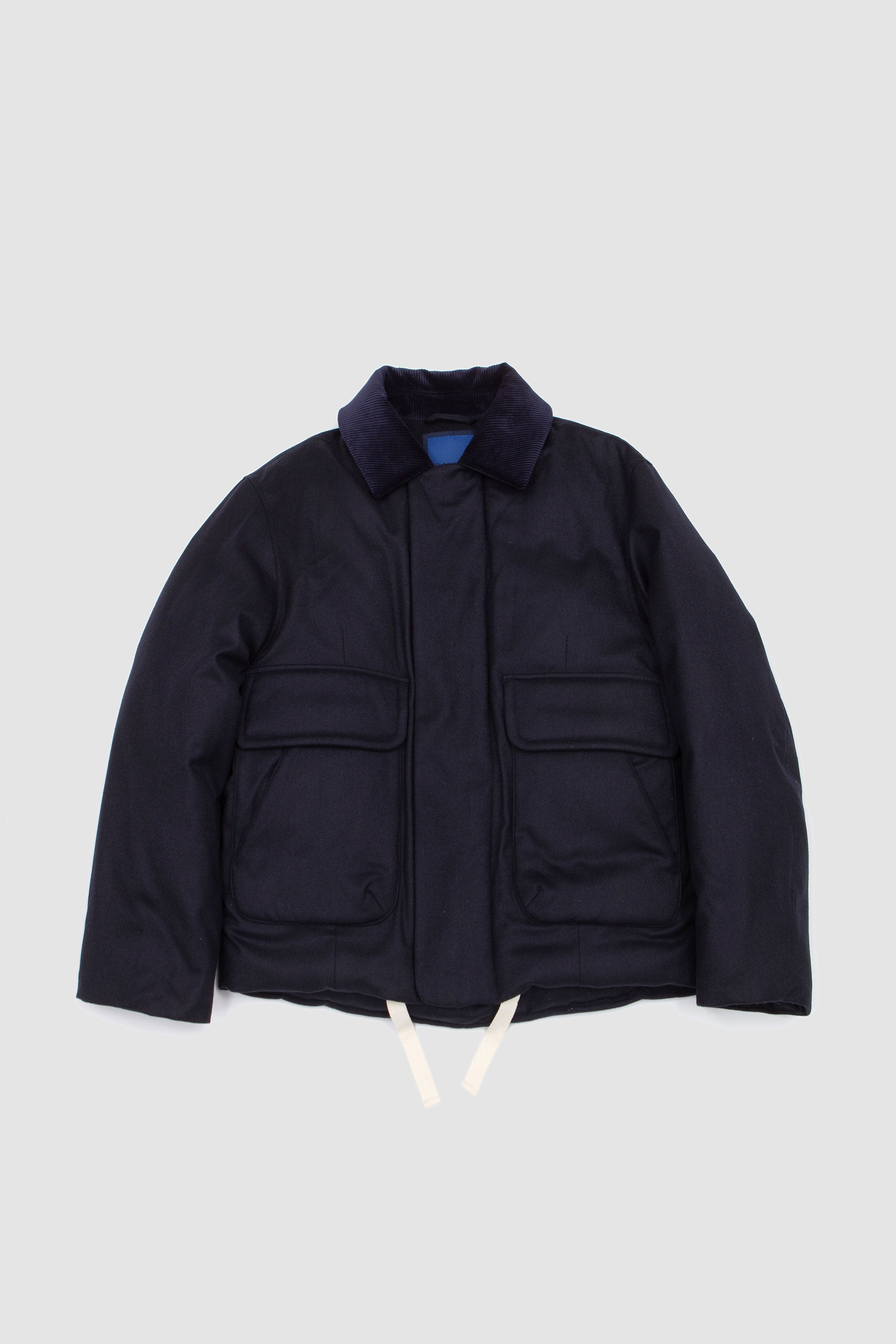 Soft Wool Cashmere Short Down Jacket Navy
