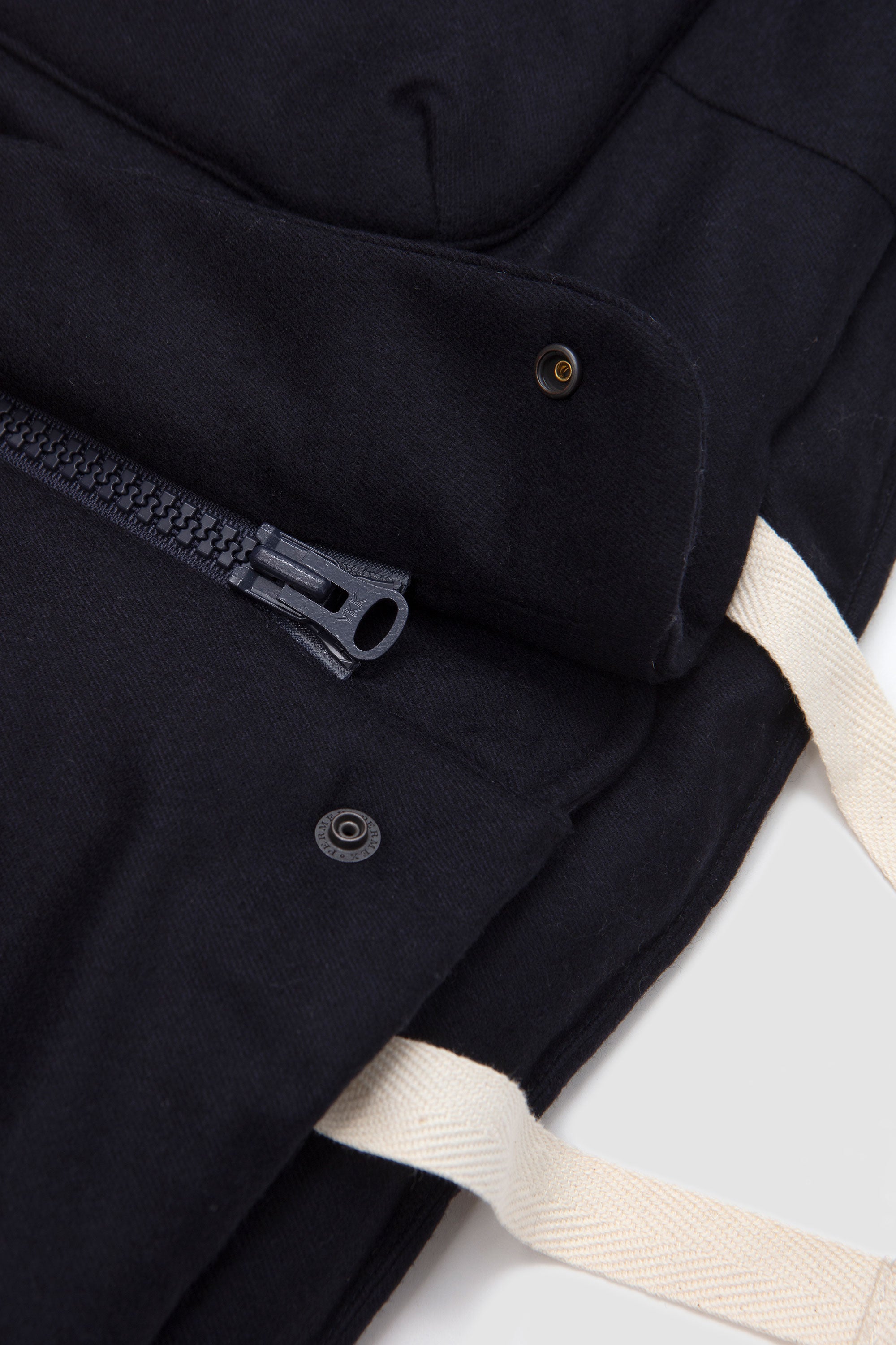 Soft Wool Cashmere Short Down Jacket Navy