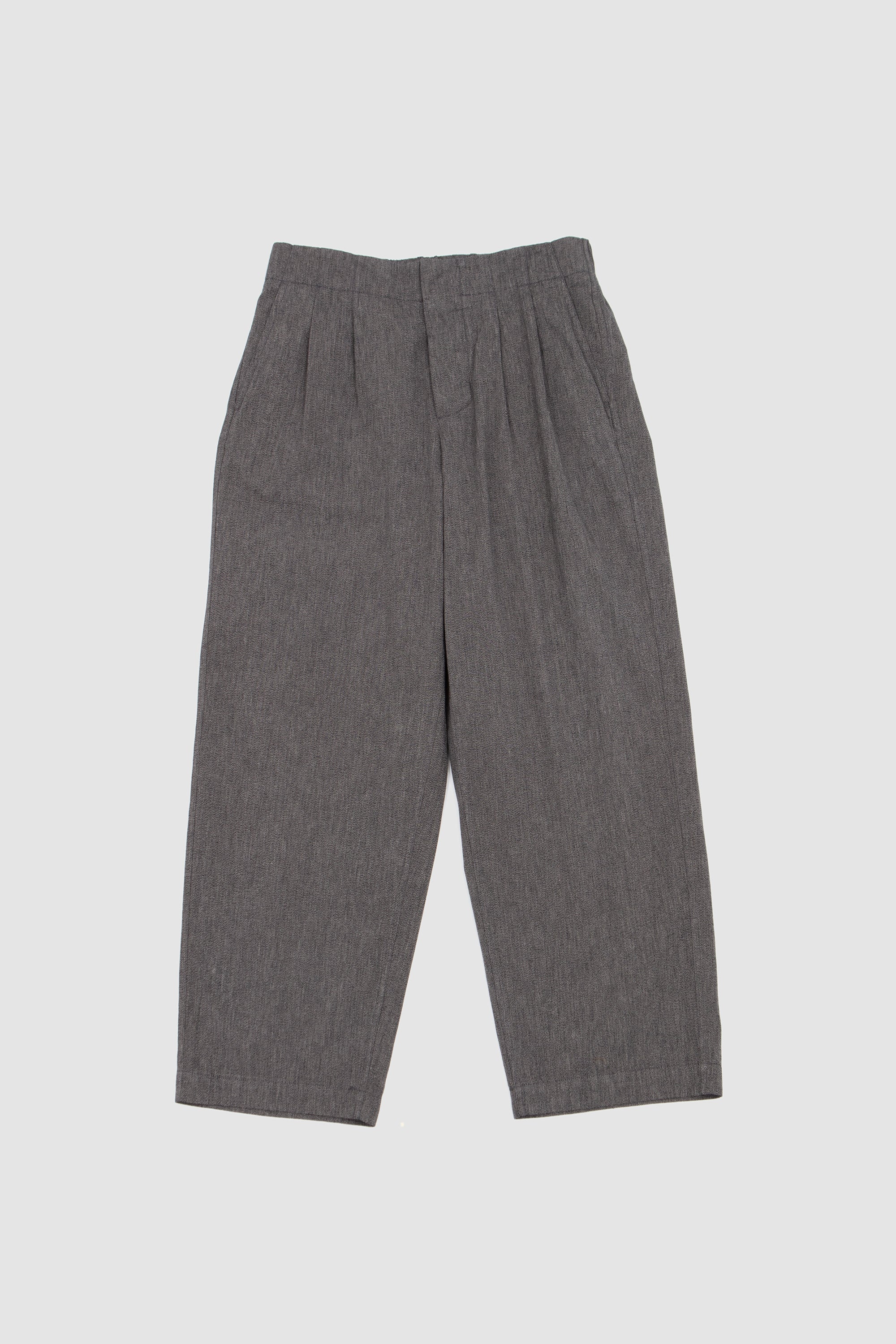 Vintage Chambray Tucked Trousers Grey