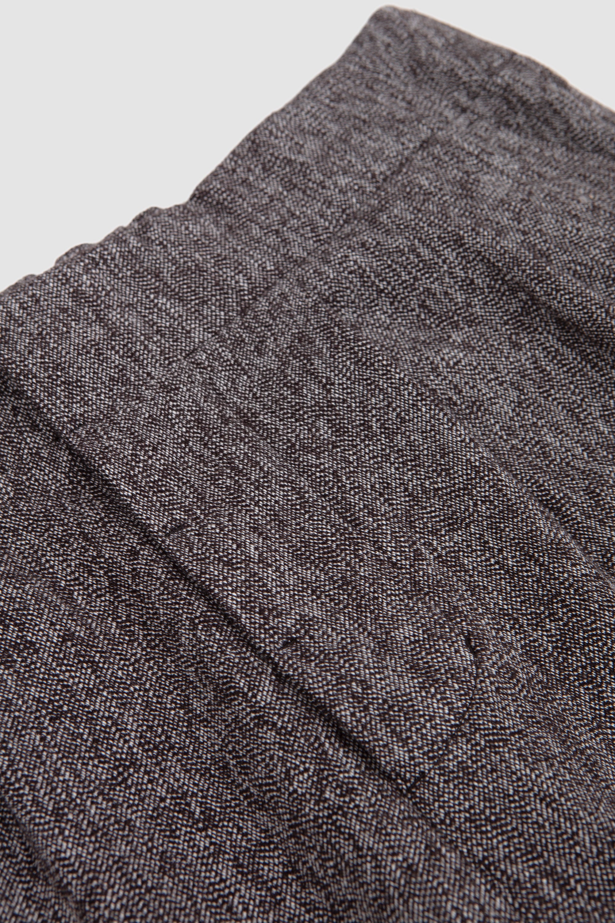 Wool Cotton Denim Wide Tucked Trousers Brown