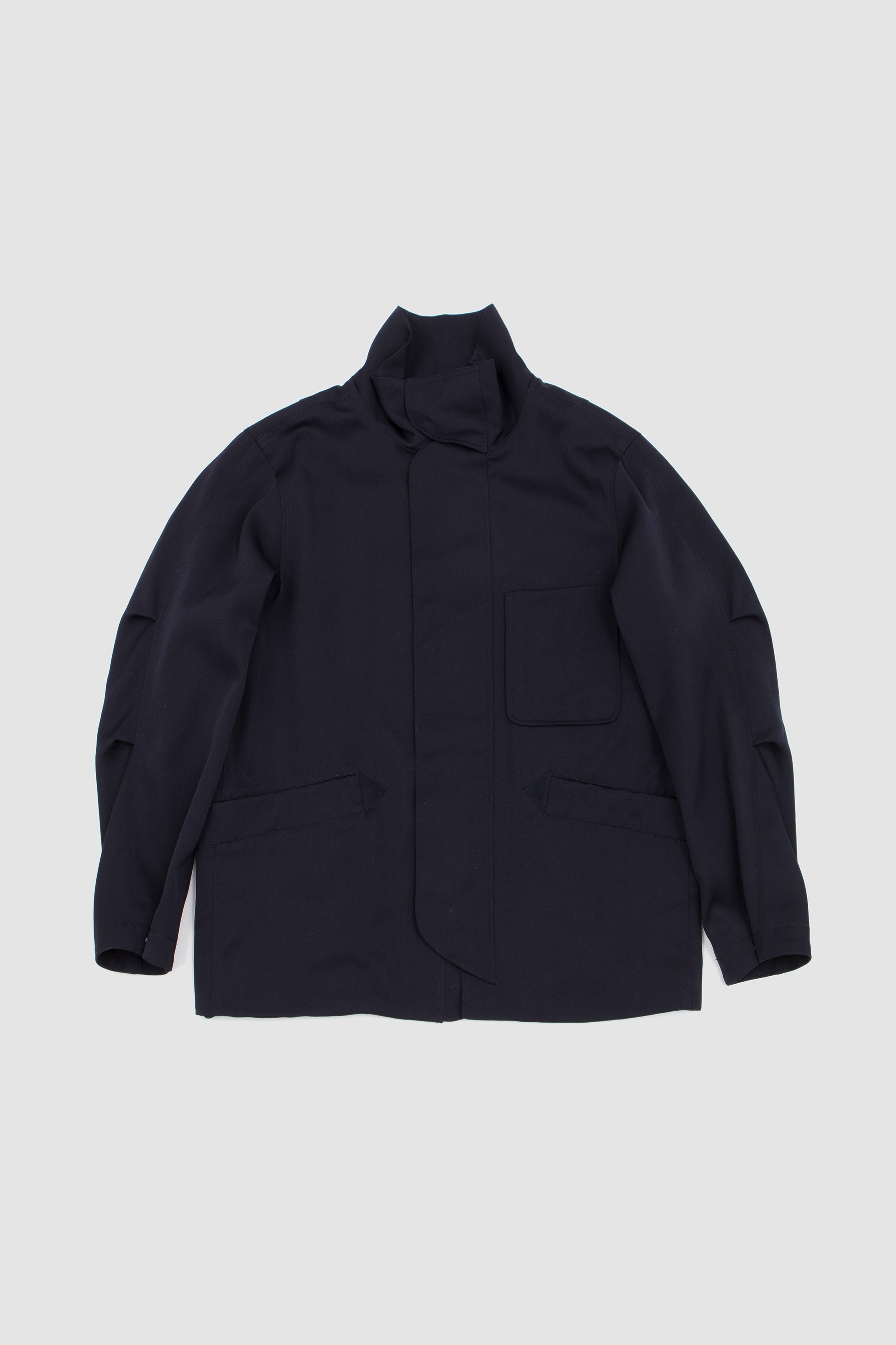 Wool Satin Flight Jacket Navy