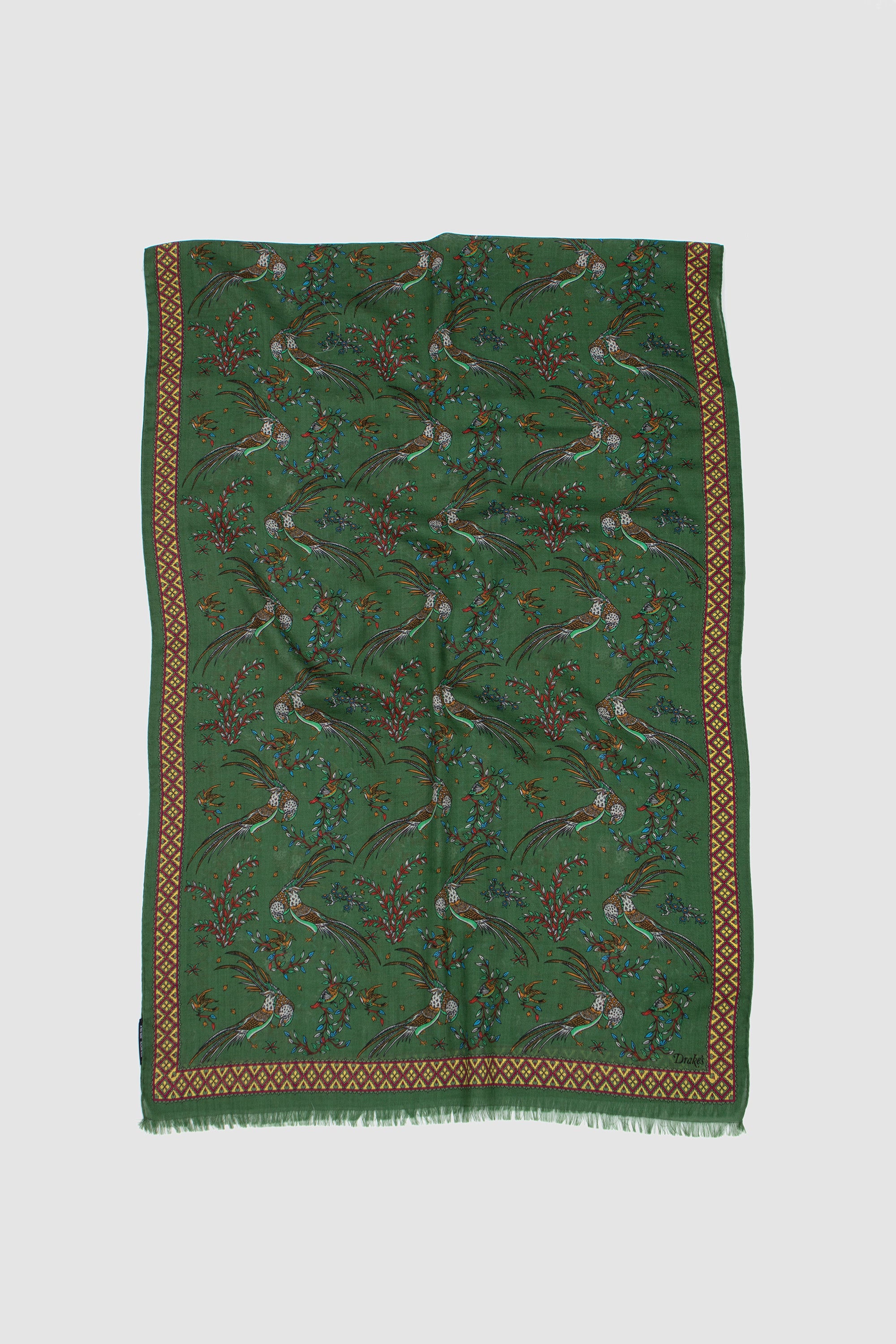 Bird Of Paradise Print Scarf Olive