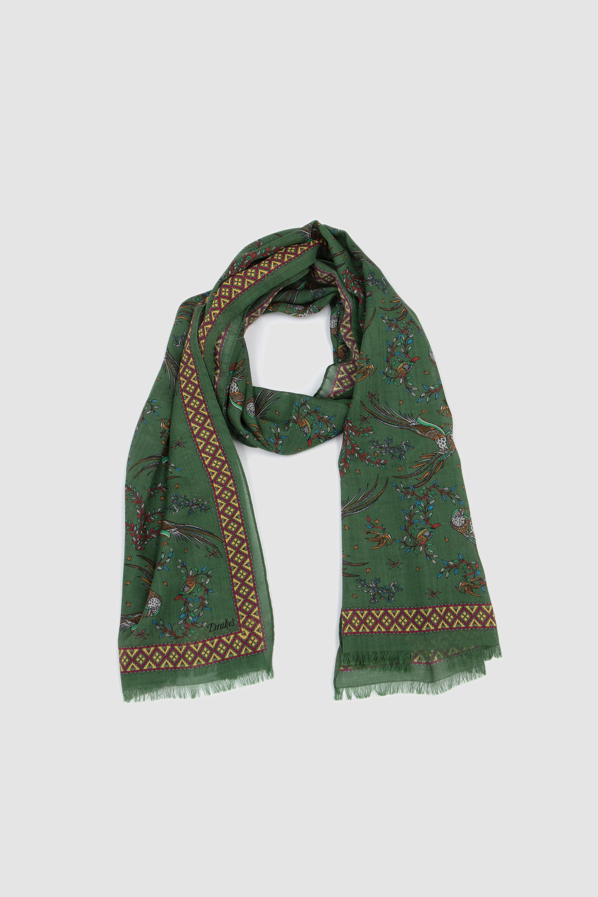 Bird Of Paradise Print Scarf Olive