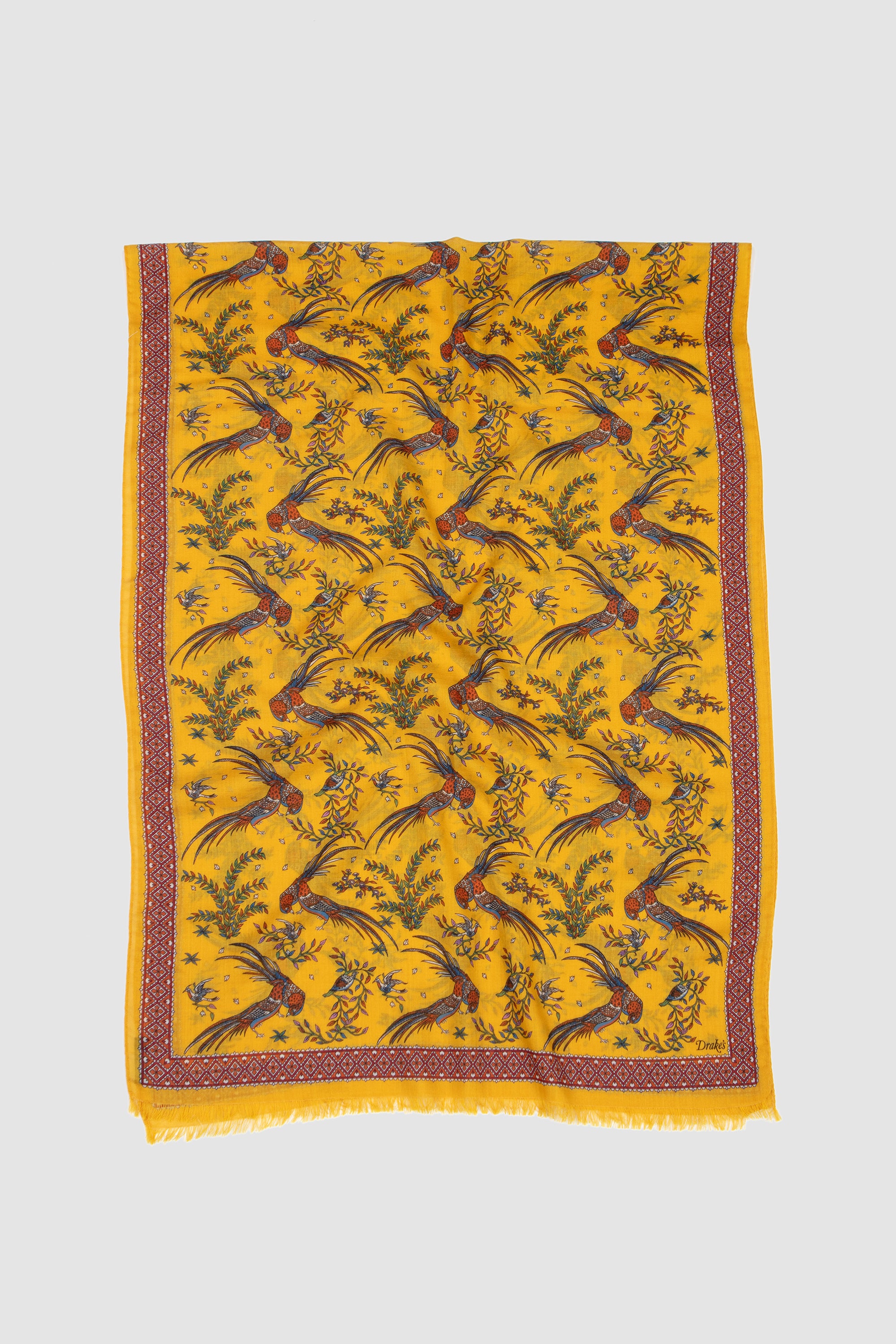 Bird Of Paradise Print Scarf Yellow_1