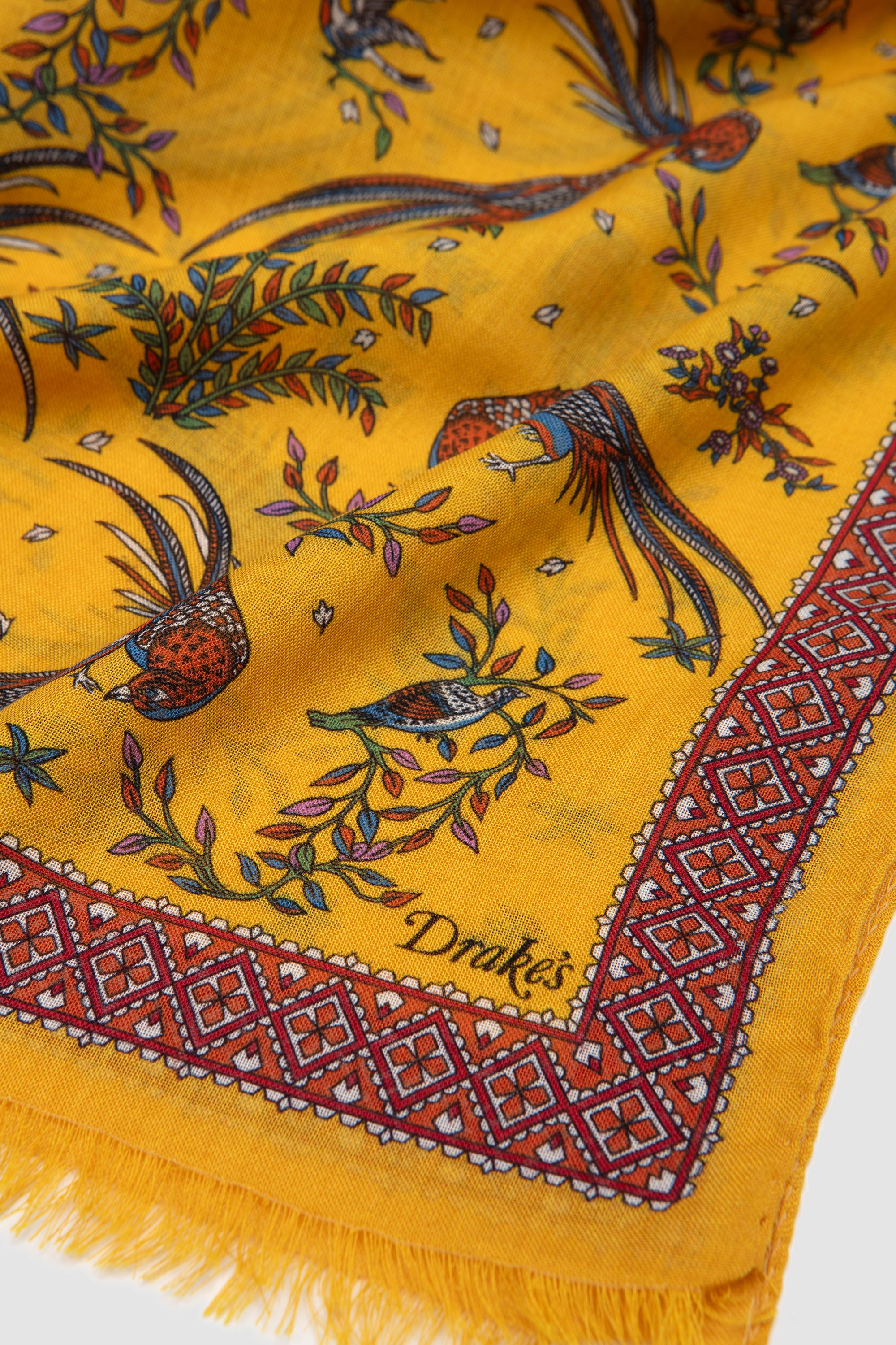 Bird Of Paradise Print Scarf Yellow