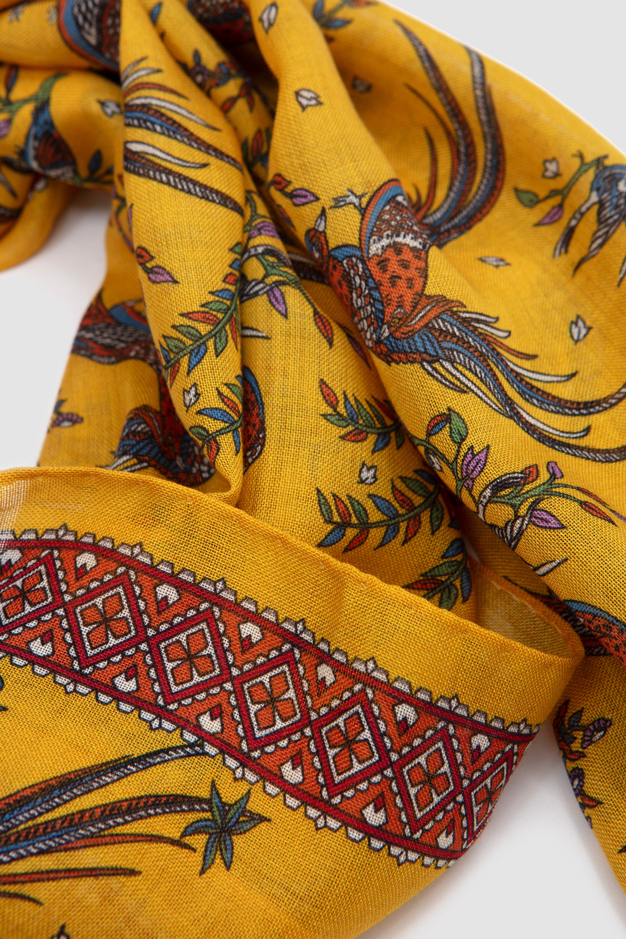 Bird Of Paradise Print Scarf Yellow_4