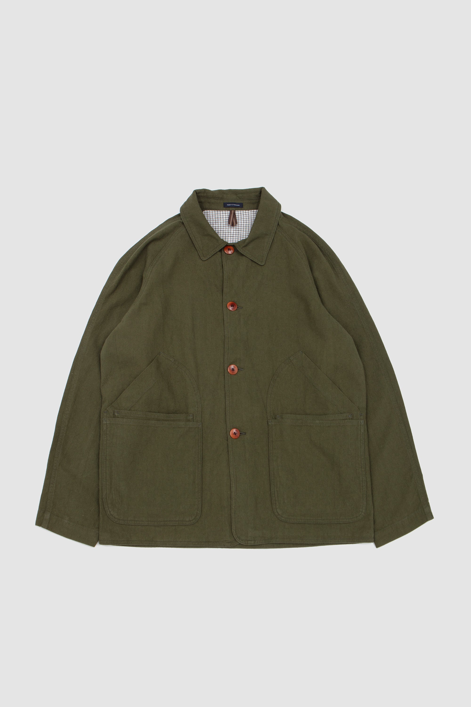 Check Lined Raglan Chore Green