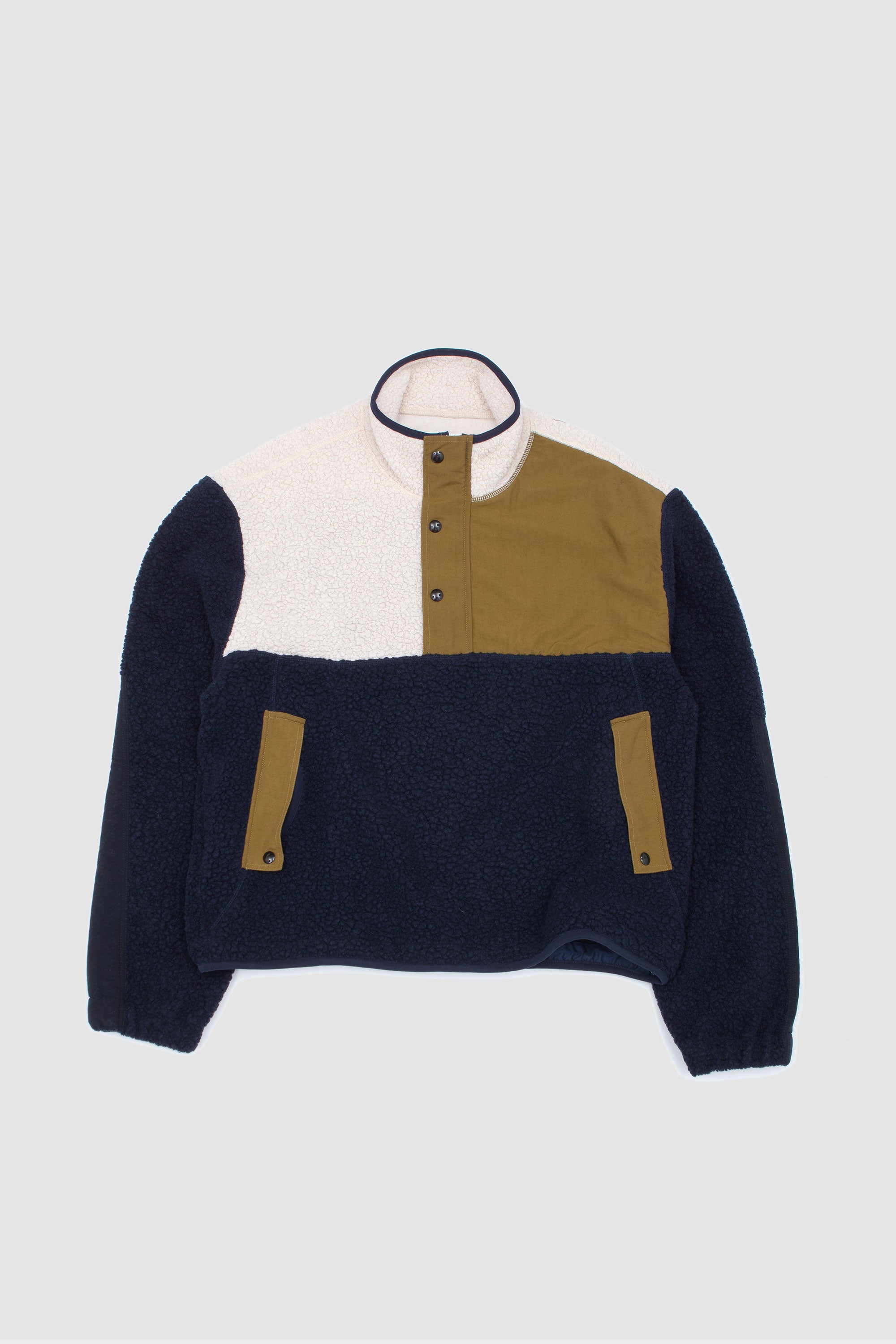 Colourclock Half Zip Fleece Navy/ Ecru/ Olive