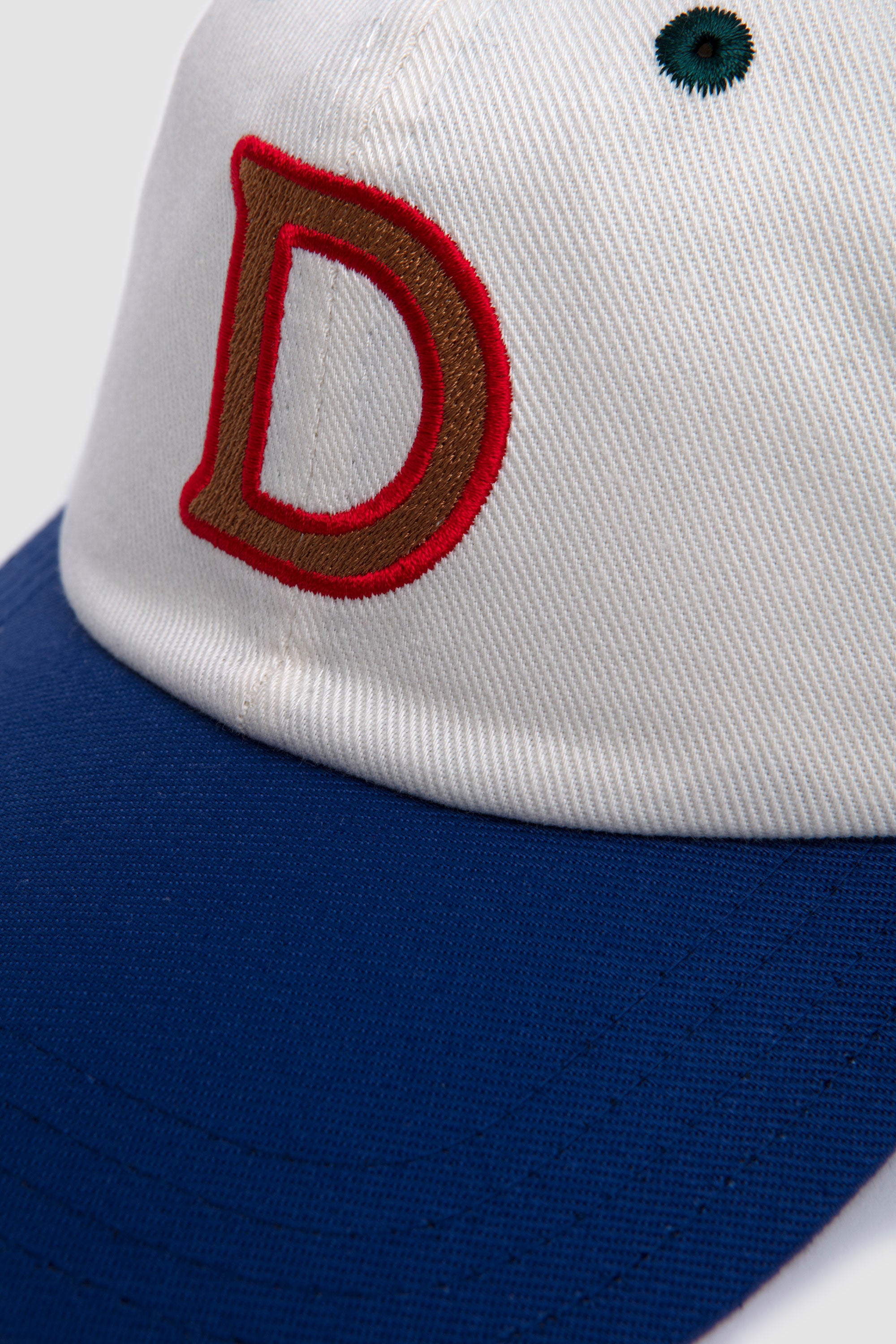 D Knitted Applique Baseball Cap Ecru/ Green/ Blue