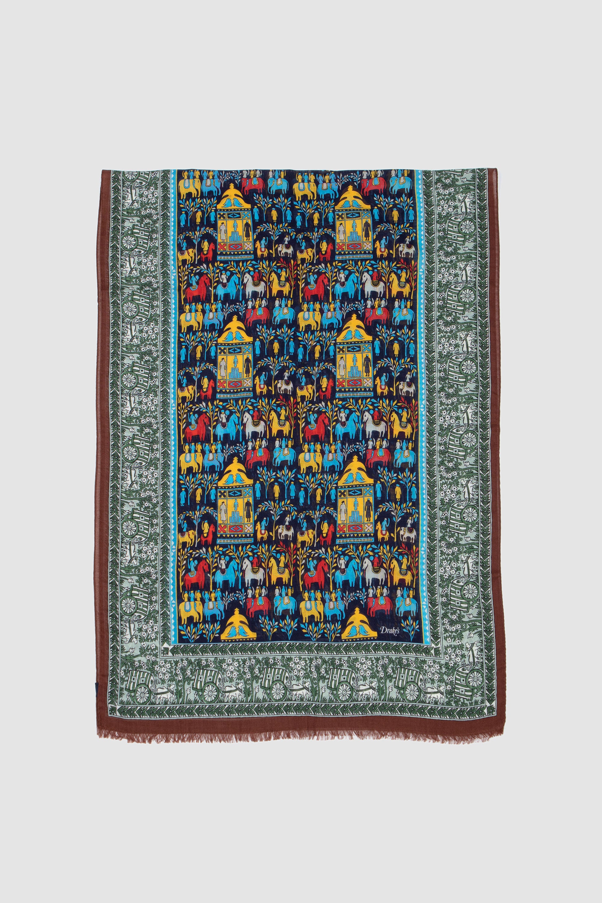 Elephant Village Printed Scarf Navy