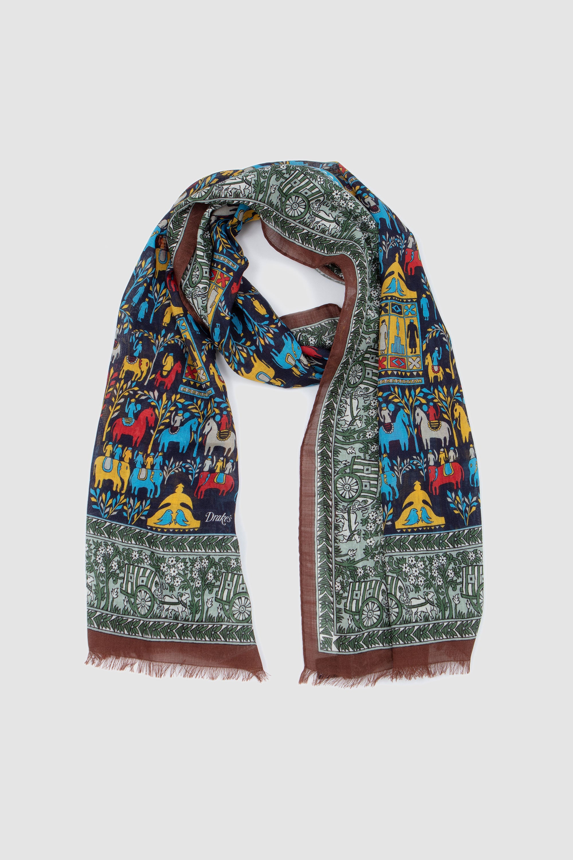 Elephant Village Printed Scarf Navy_2