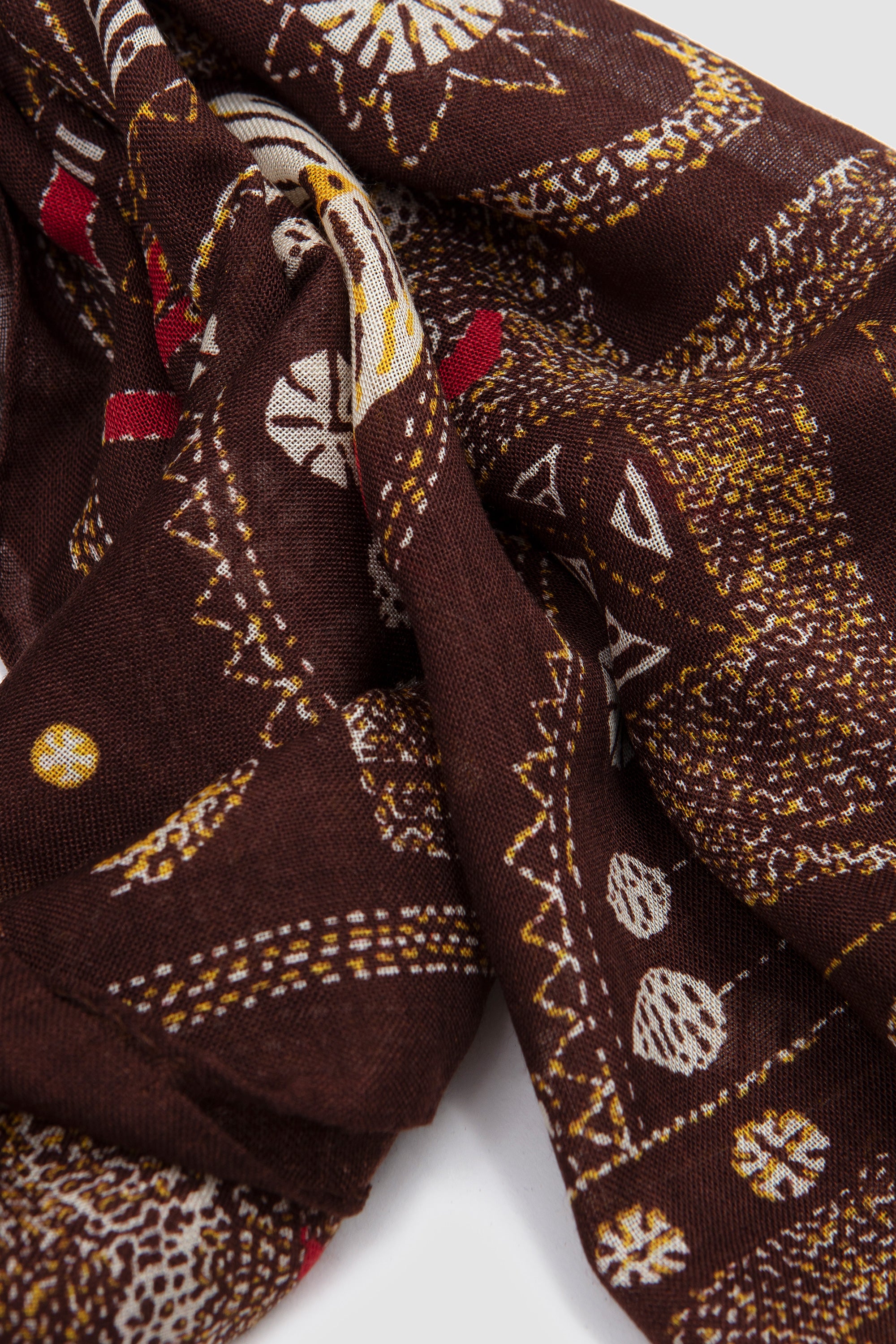 Embroidered Elephant Print Scarf Brown_4