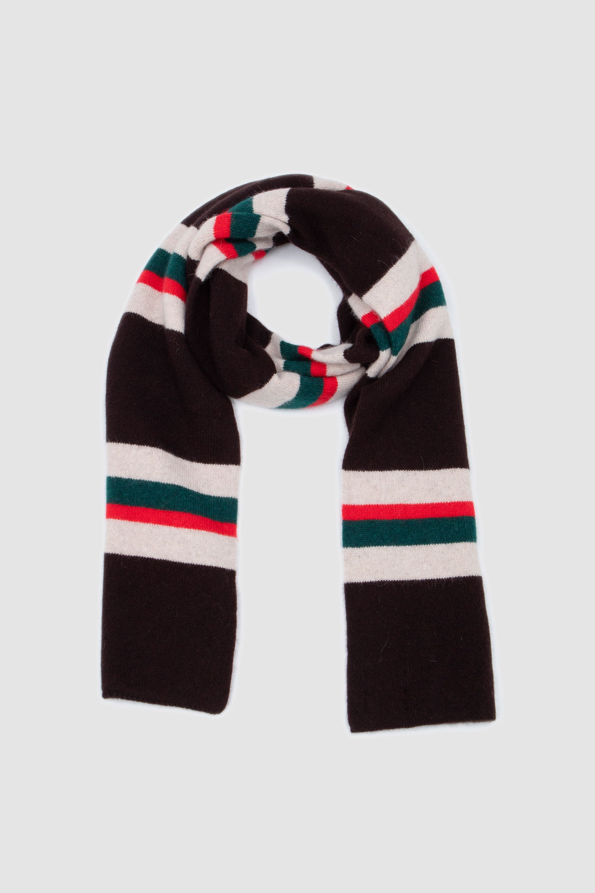 Geelongora Striped Tubular Scarf Brown, Red/ Green_2