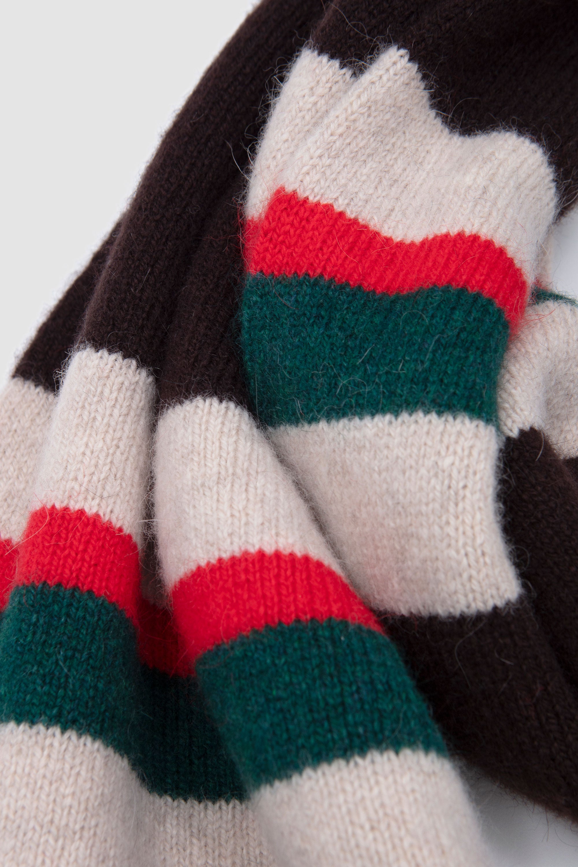 Geelongora Striped Tubular Scarf Brown, Red/ Green_4