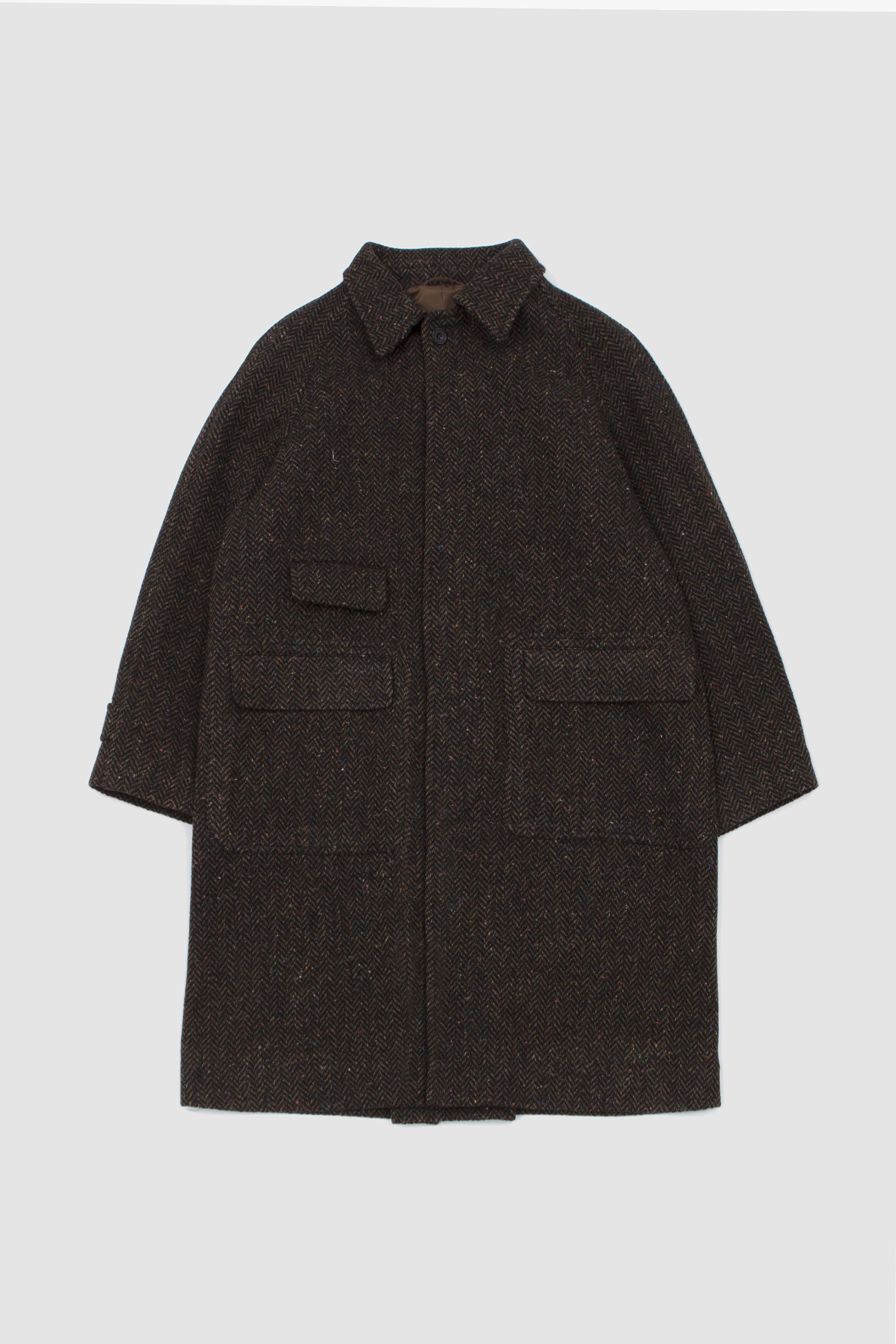 Herringbone Raglan Overcoat Brown