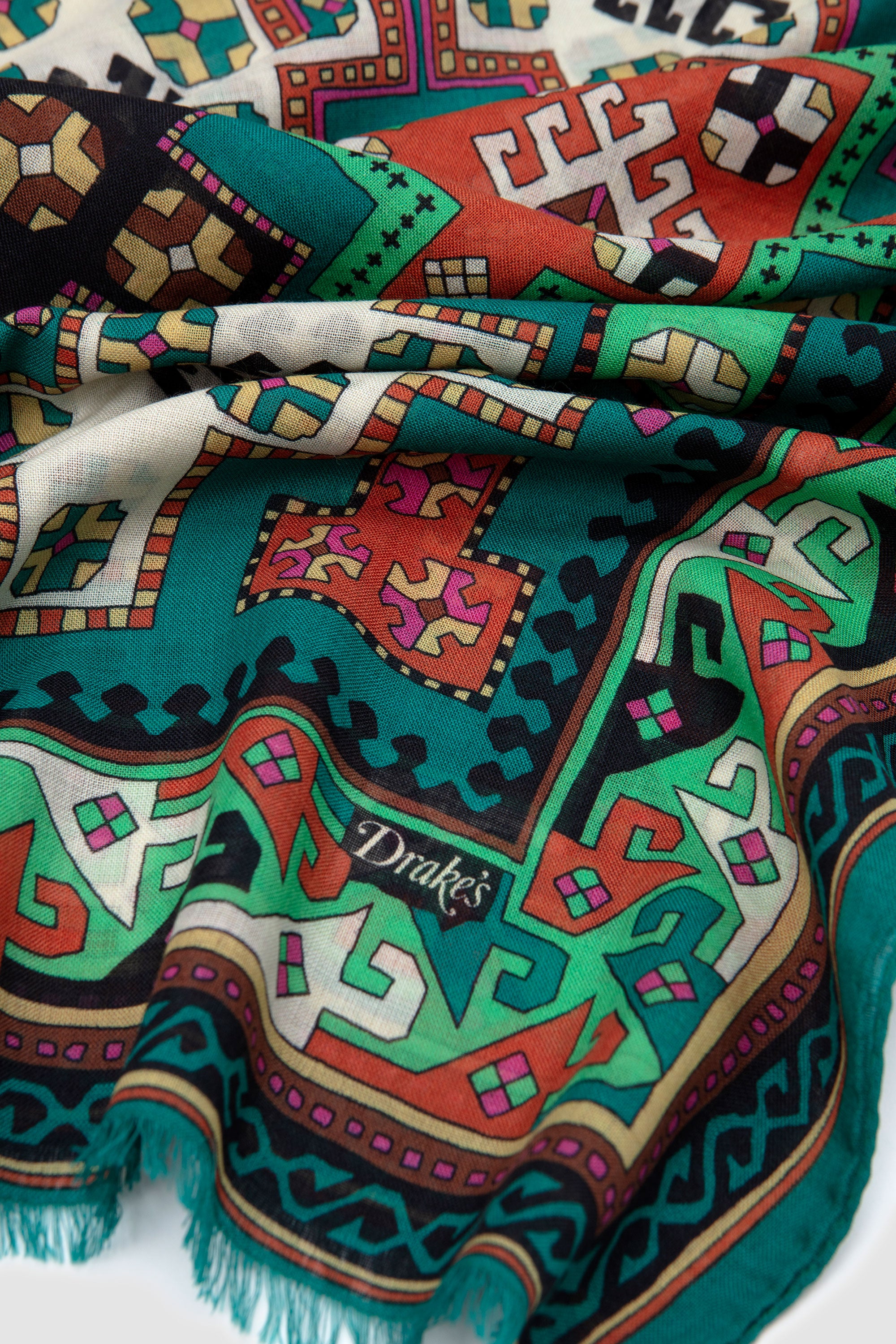 Kelim Printed Scarf Teal_3