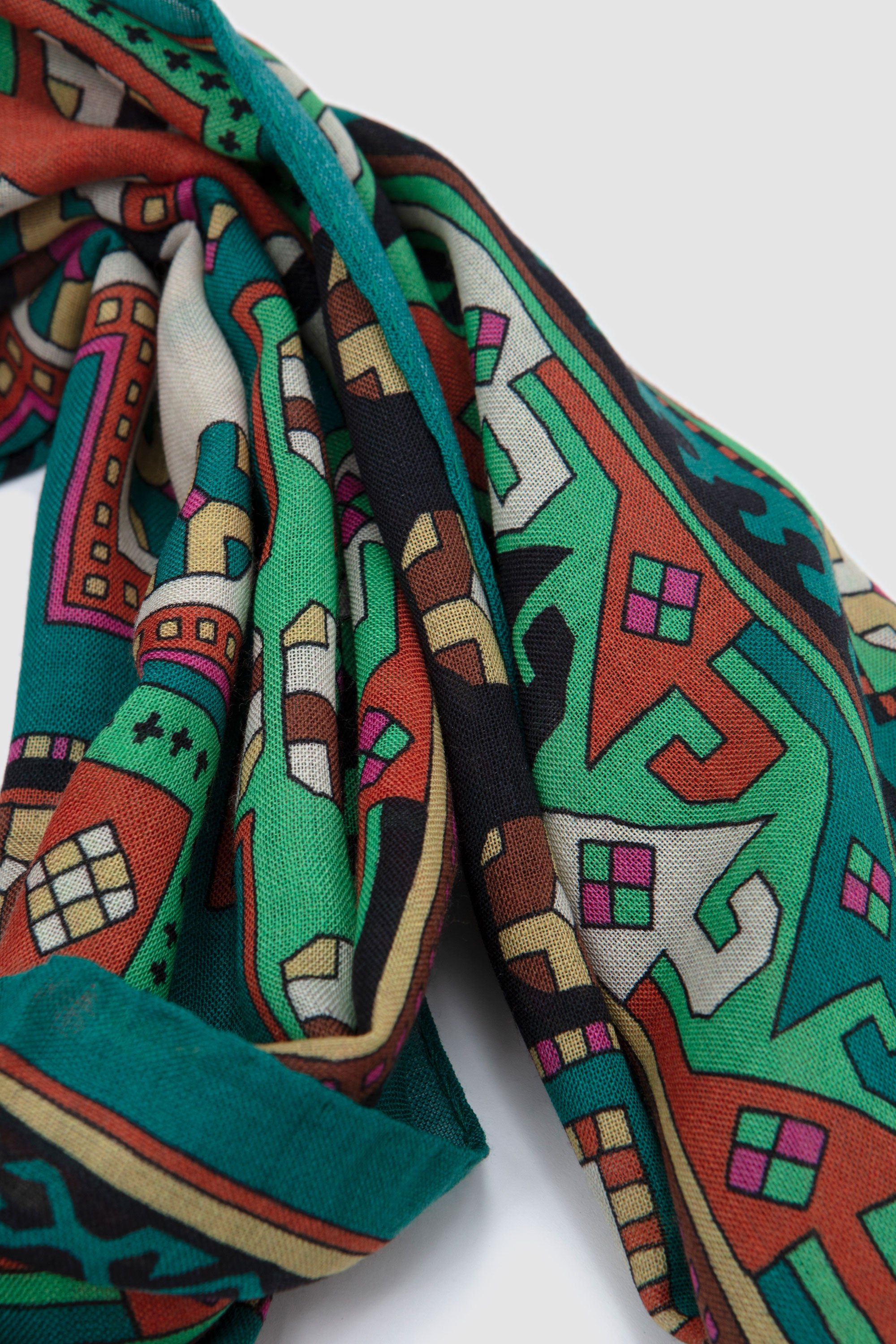 Kelim Printed Scarf Teal_4