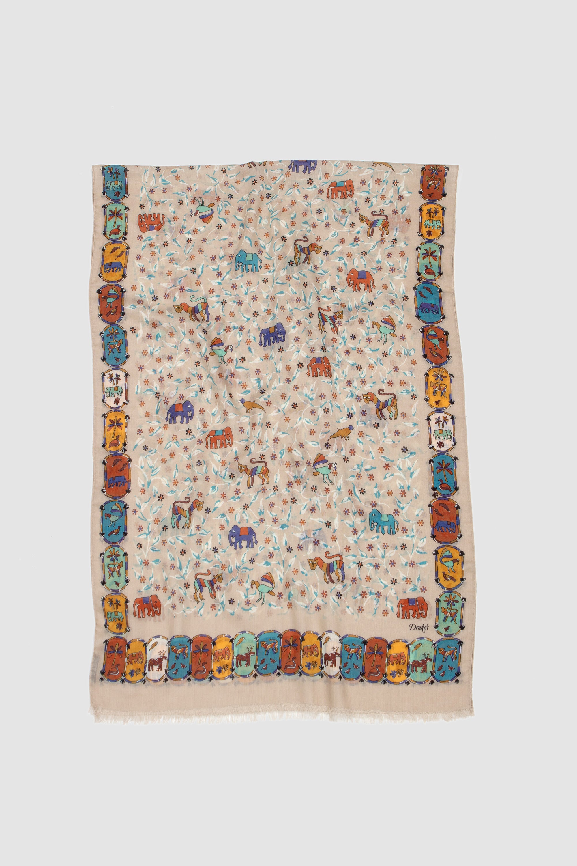 Loose Animal Print Scarf Beige